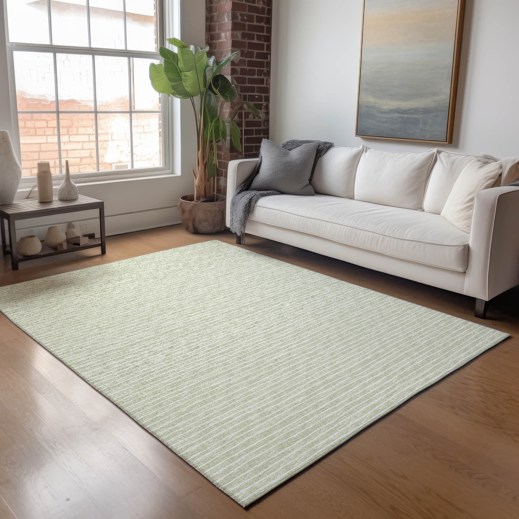 Colombo Machine Washable Transitional Mist Green Rug 2'6" x 3'10" #shape_Rectangle
