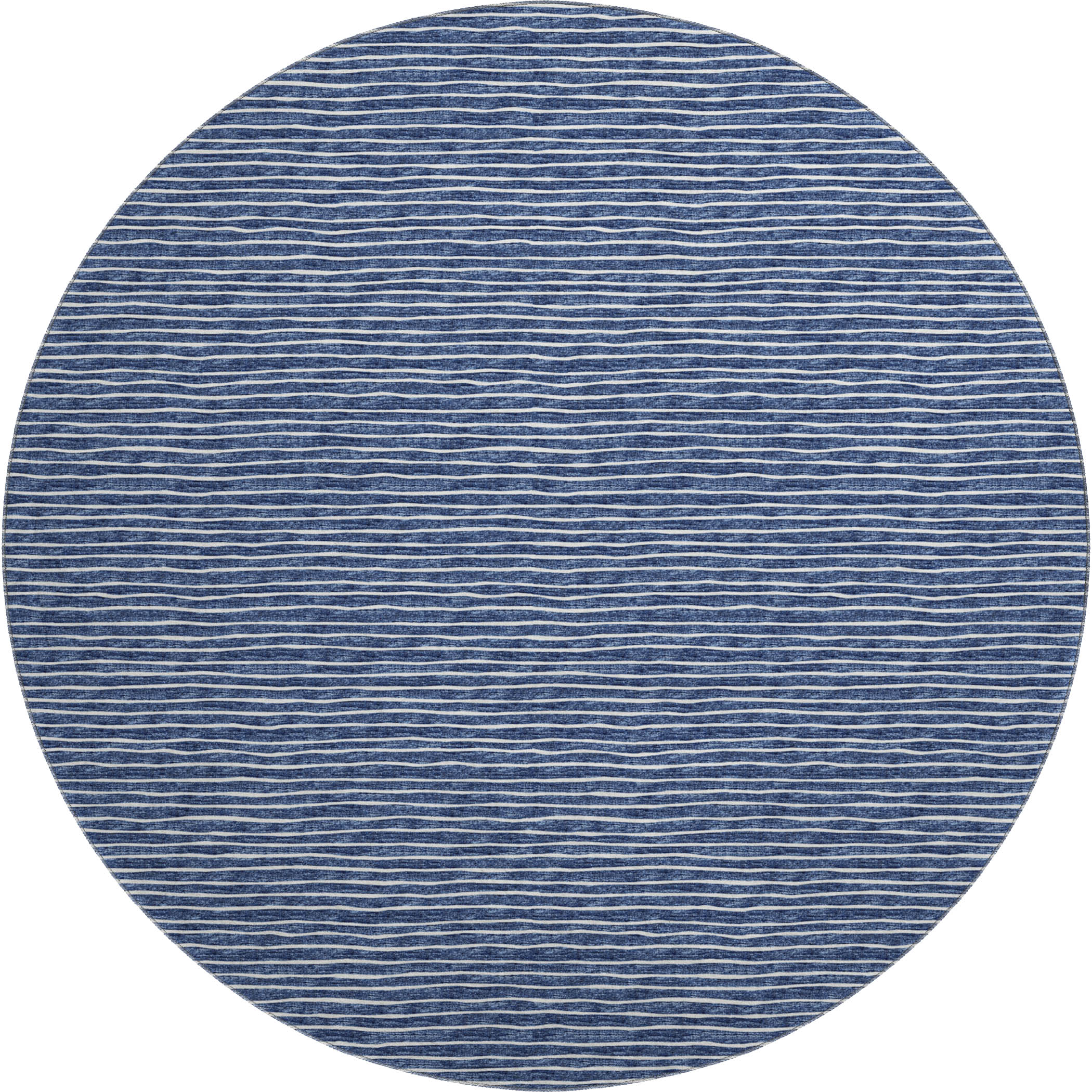 Colombo Machine Washable Transitional Navy Blue Rug 8' x 8' #shape_Round