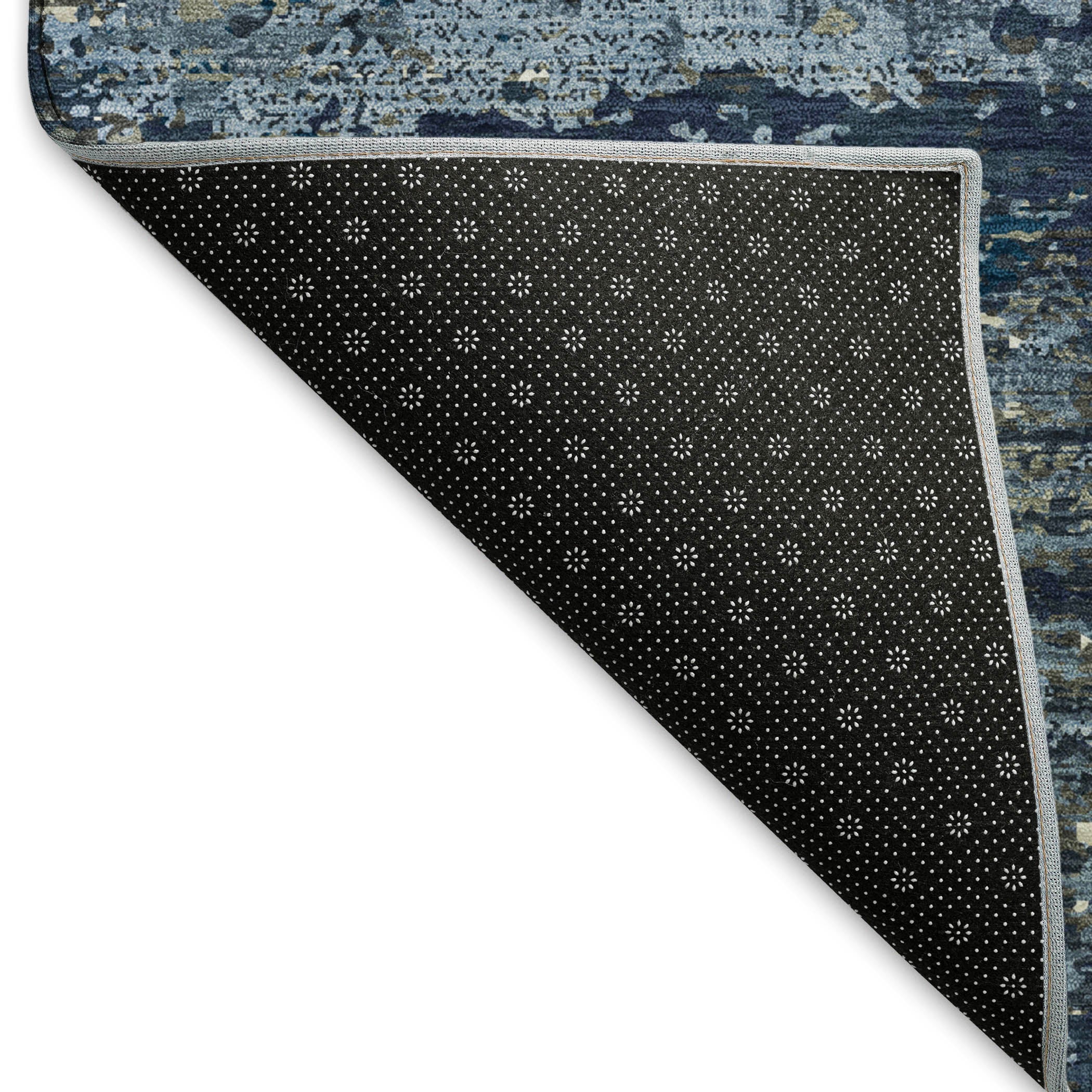 Rome Machine Washable Transitional Blue Rug 1'8" x 2'6" #shape_Rectangle