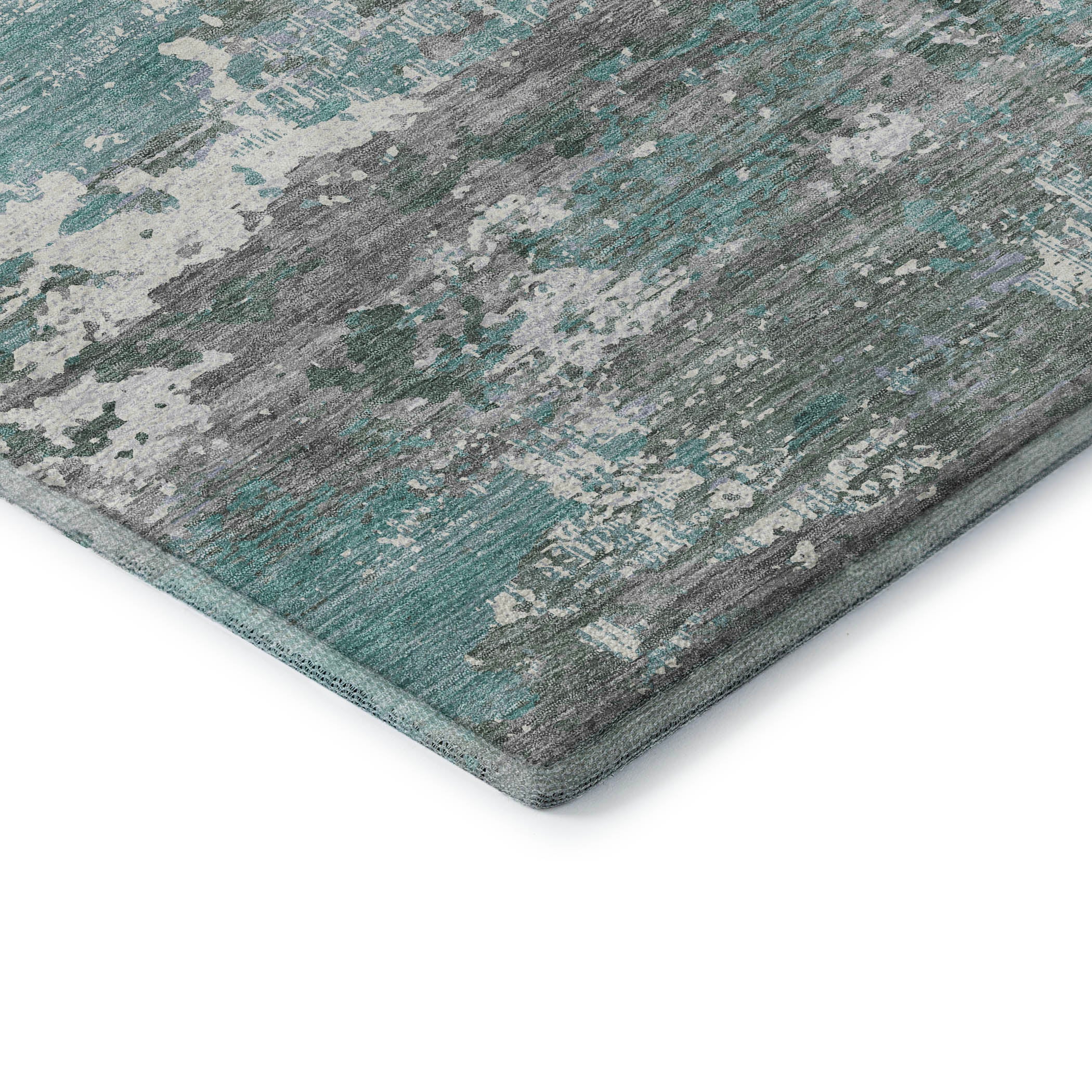 Rome Machine Washable Transitional Seafoam Blue Rug 1'8" x 2'6" #shape_Rectangle