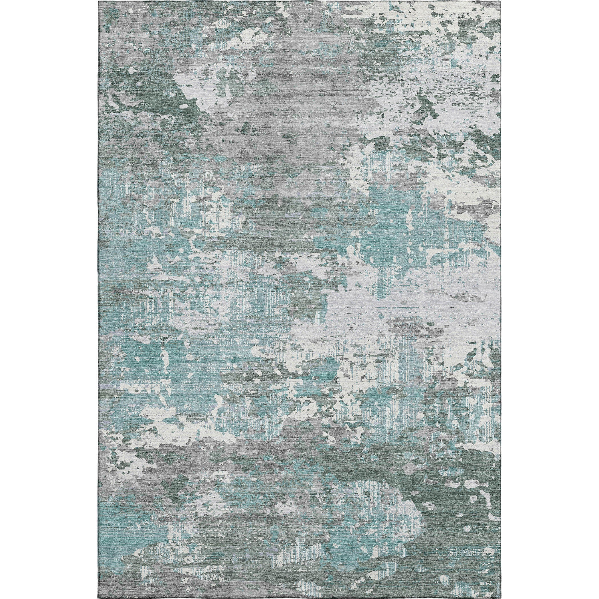 Rome Machine Washable Transitional Seafoam Blue Rug 2'6" x 3'10" #shape_Rectangle