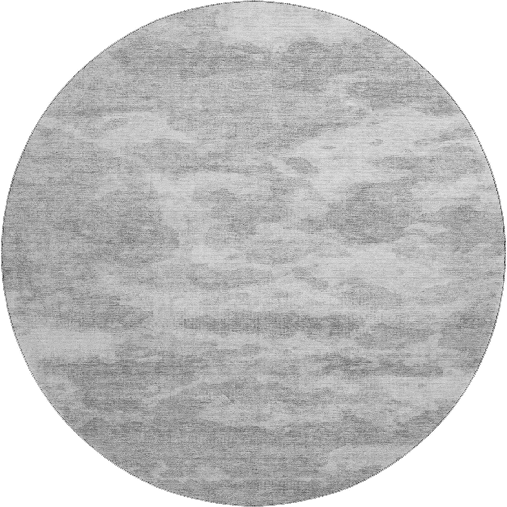 Porto Machine Washable Transitional Silver Gray Rug 8' x 8' #shape_Round