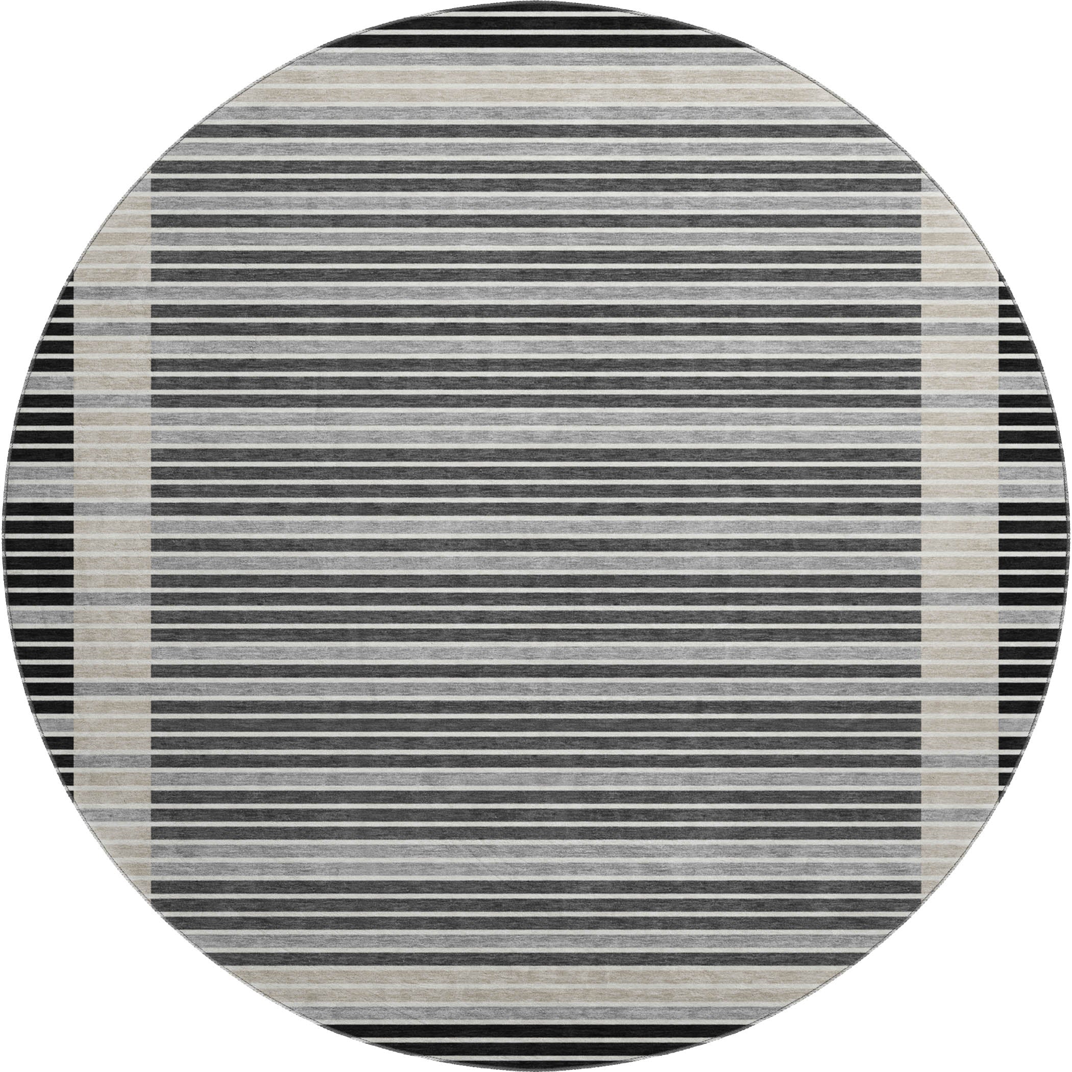 Kyoto Machine Washable Transitional Black Rug 8' x 8' #shape_Round