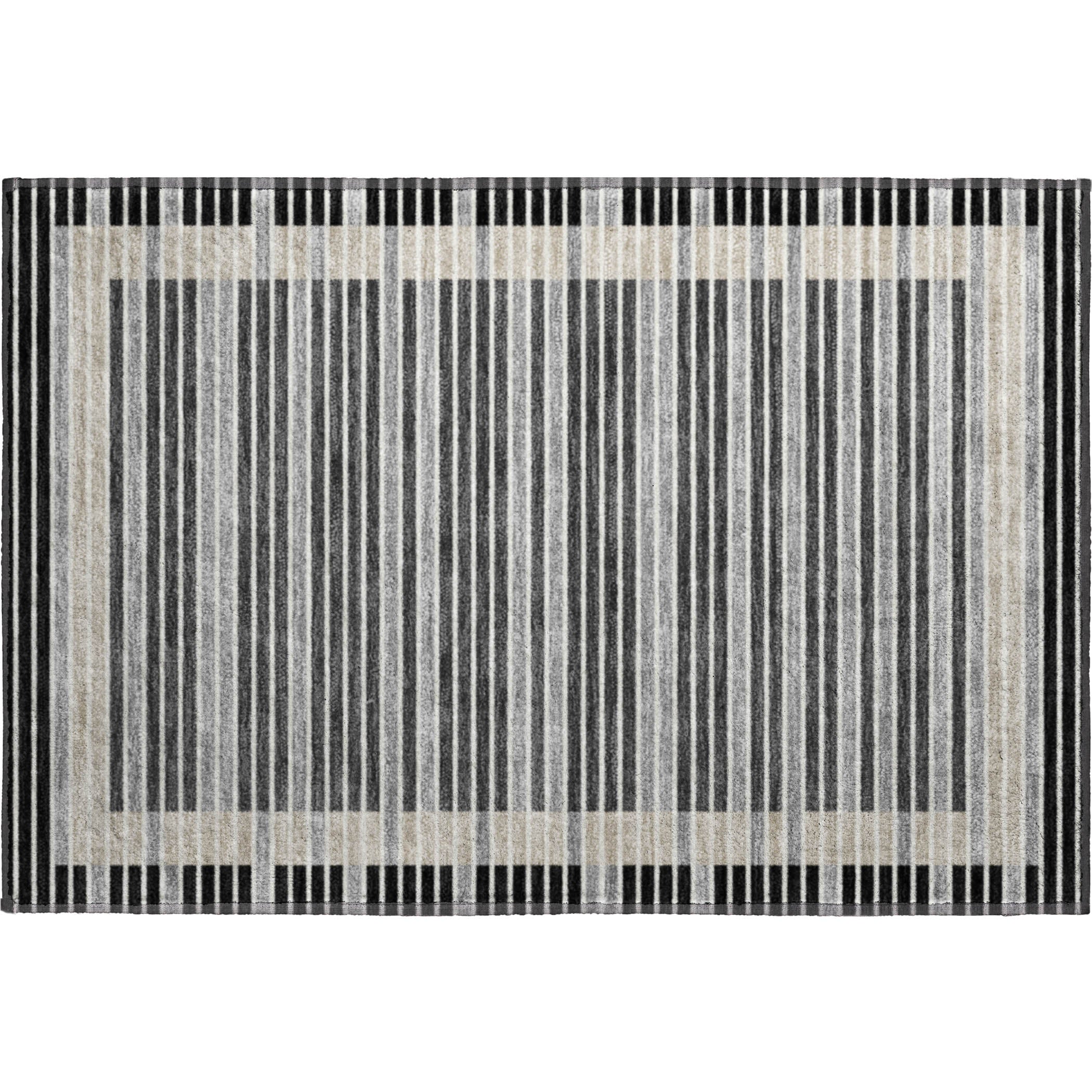 Kyoto Machine Washable Transitional Black Rug 1'8" x 2'6" #shape_Rectangle