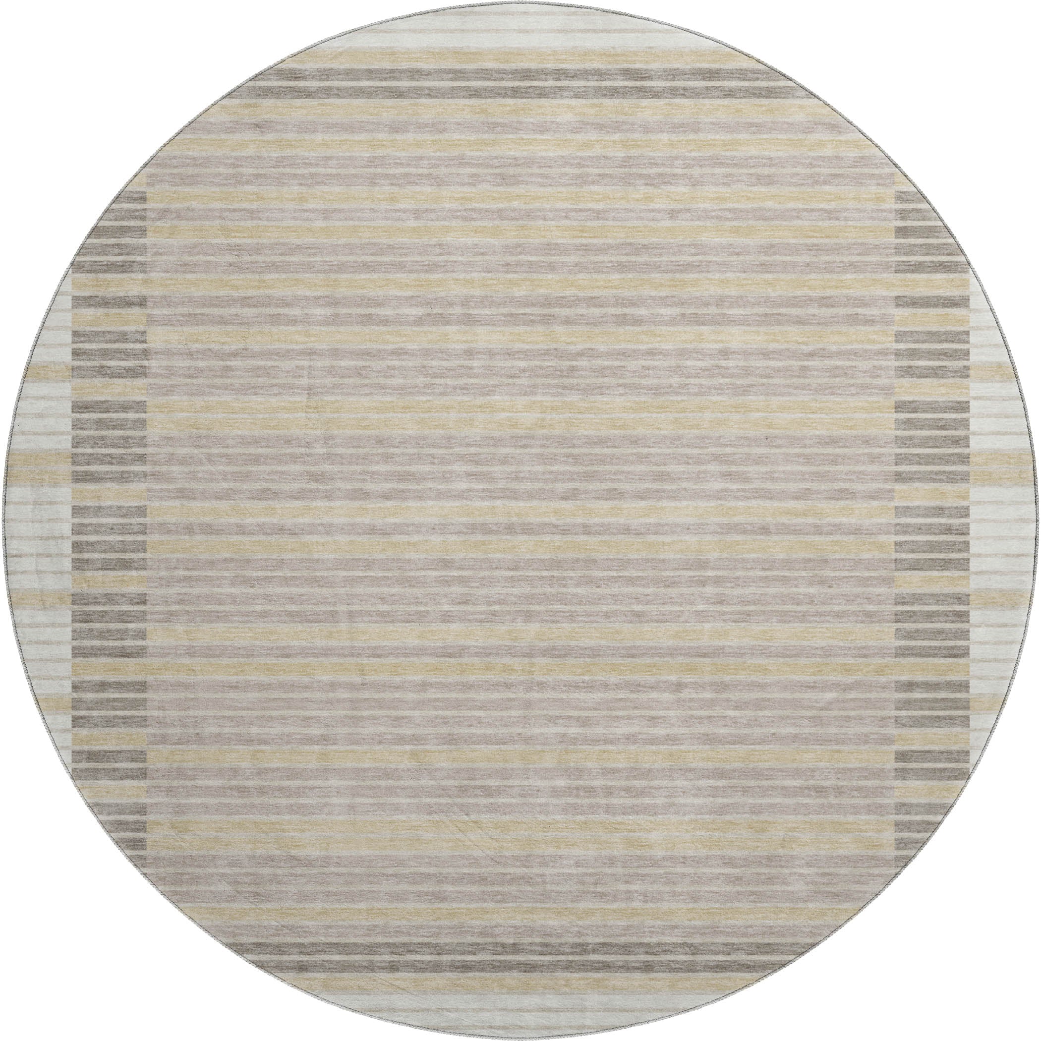 Kyoto Machine Washable Transitional Ivory Rug 8' x 8' #shape_Round