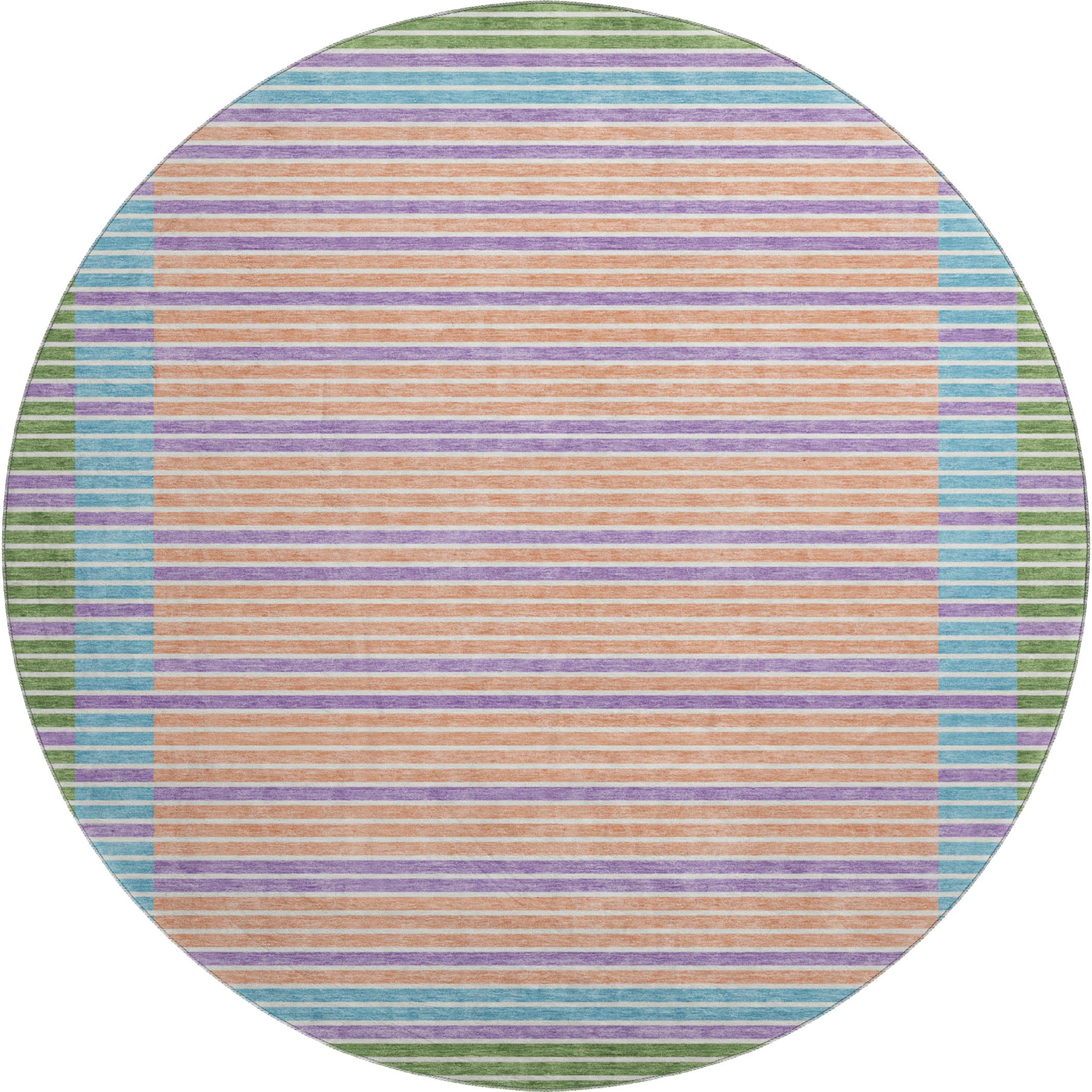 Kyoto Machine Washable Transitional Lime Green Rug 8' x 8' #shape_Round