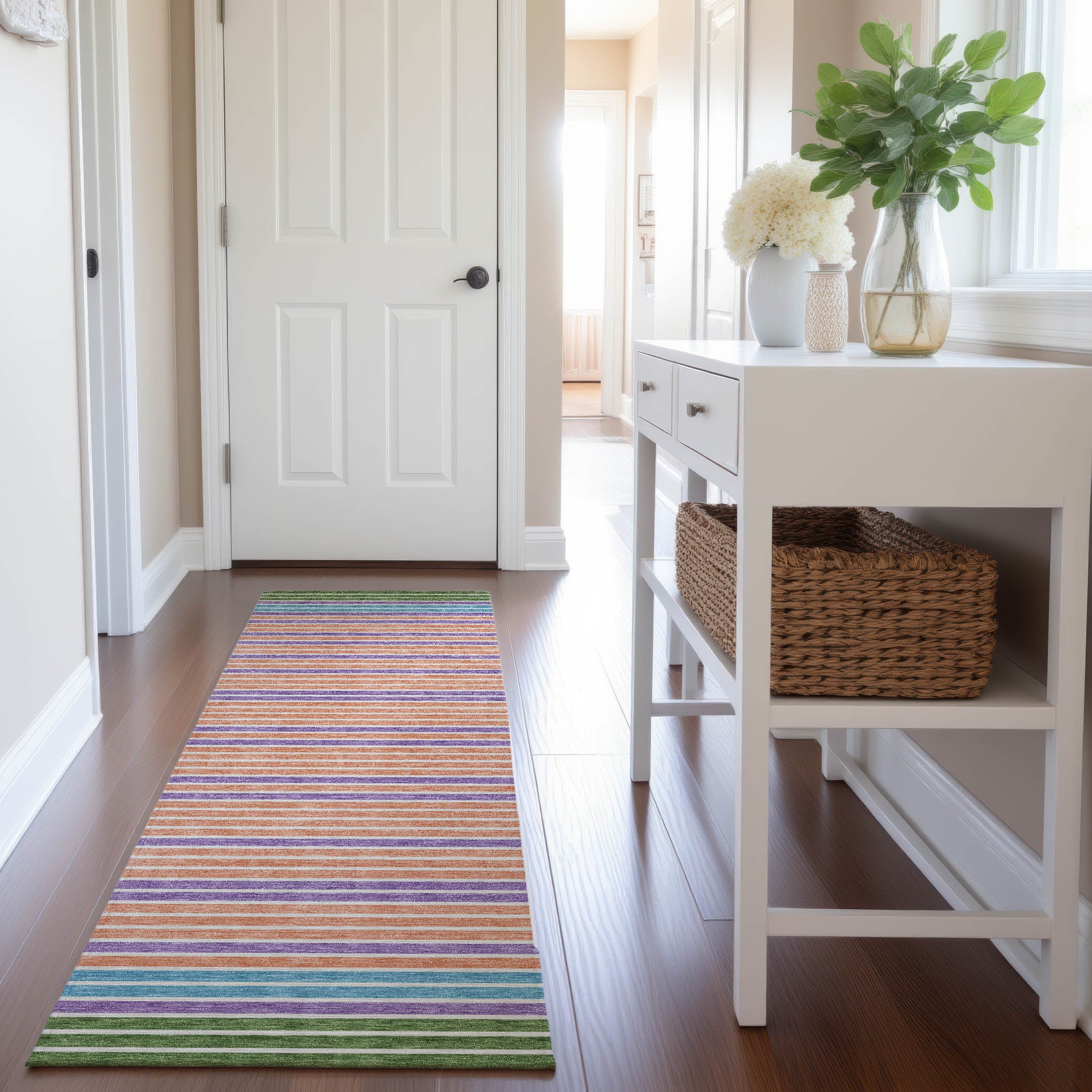 Kyoto Machine Washable Transitional Lime Green Rug 2'3" x 7'6" #shape_Runner