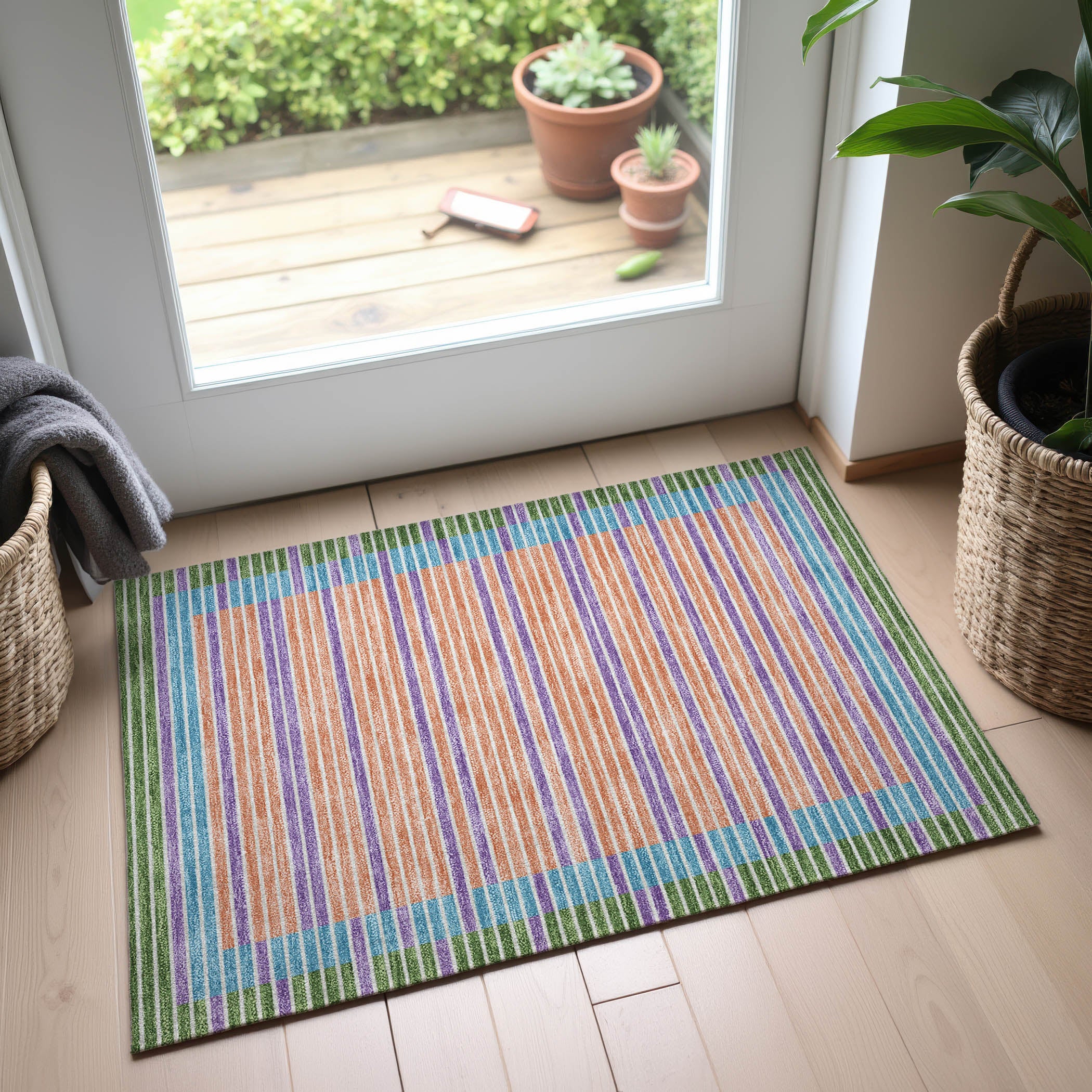 Kyoto Machine Washable Transitional Lime Green Rug 1'8" x 2'6" #shape_Rectangle