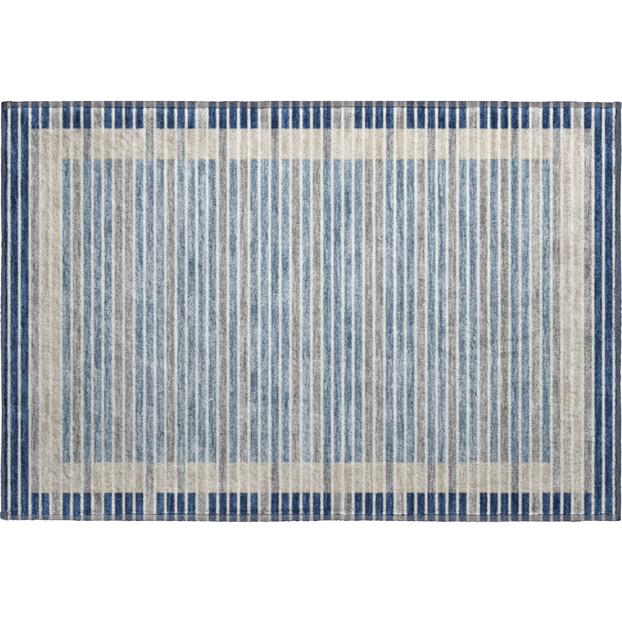 Kyoto Machine Washable Transitional Navy Blue Rug 1'8" x 2'6" #shape_Rectangle