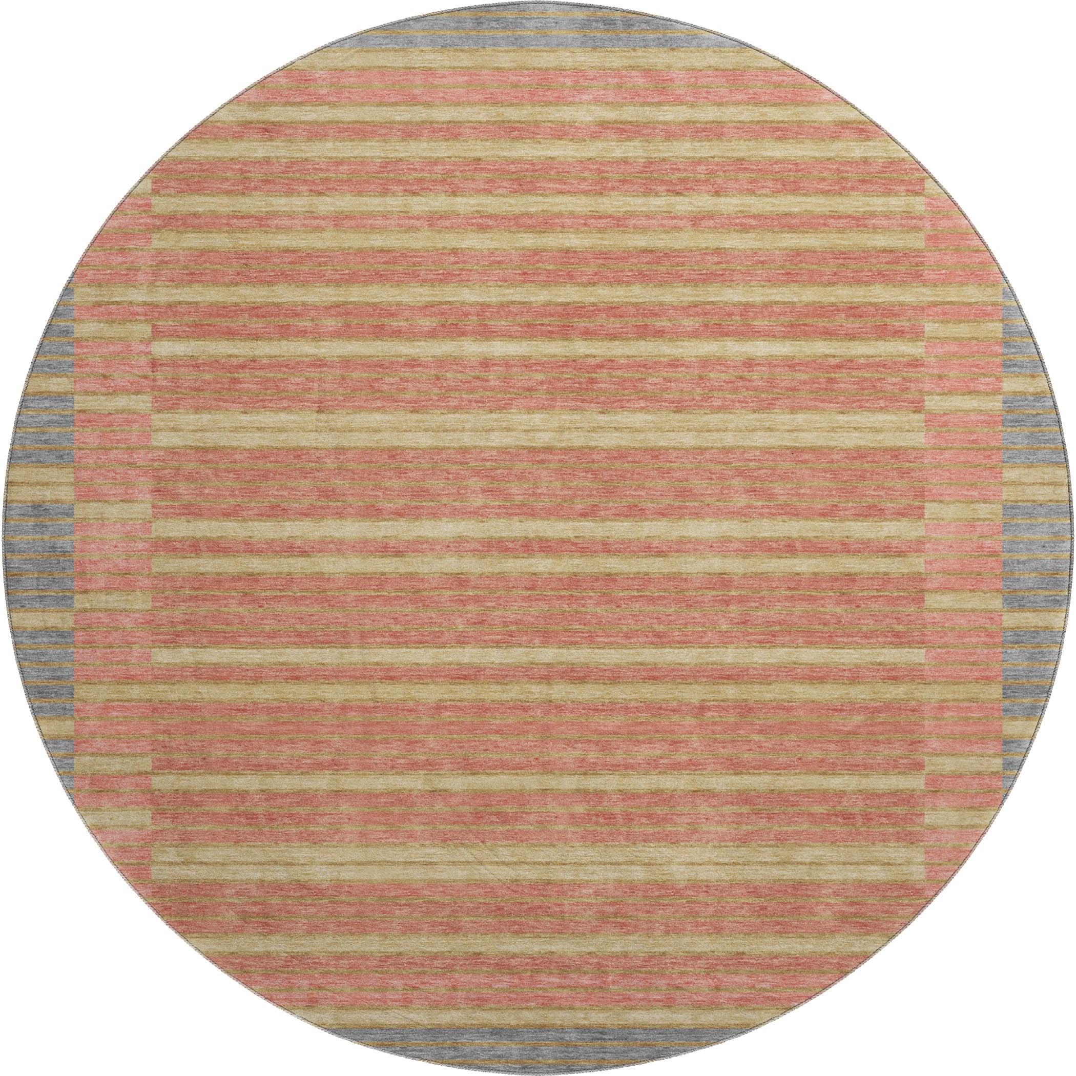 Kyoto Machine Washable Transitional Pewter Gray Rug 8' x 8' #shape_Round