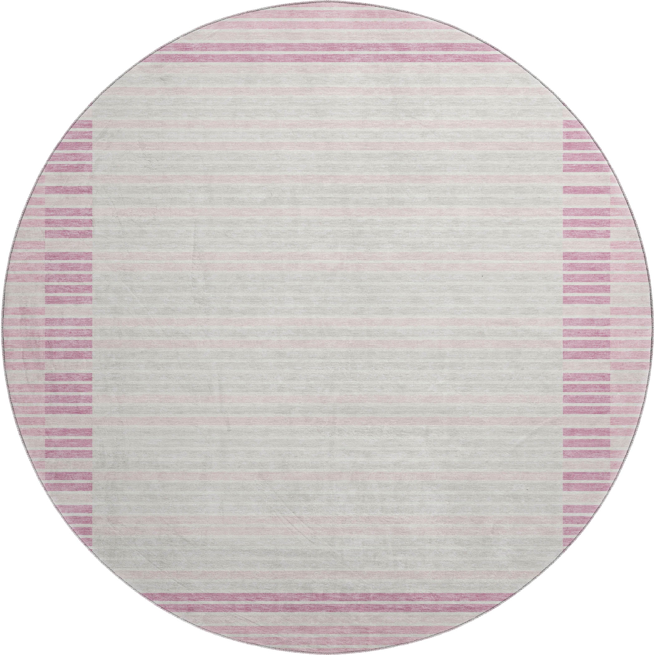 Kyoto Machine Washable Transitional Pink Rug 8' x 8' #shape_Round