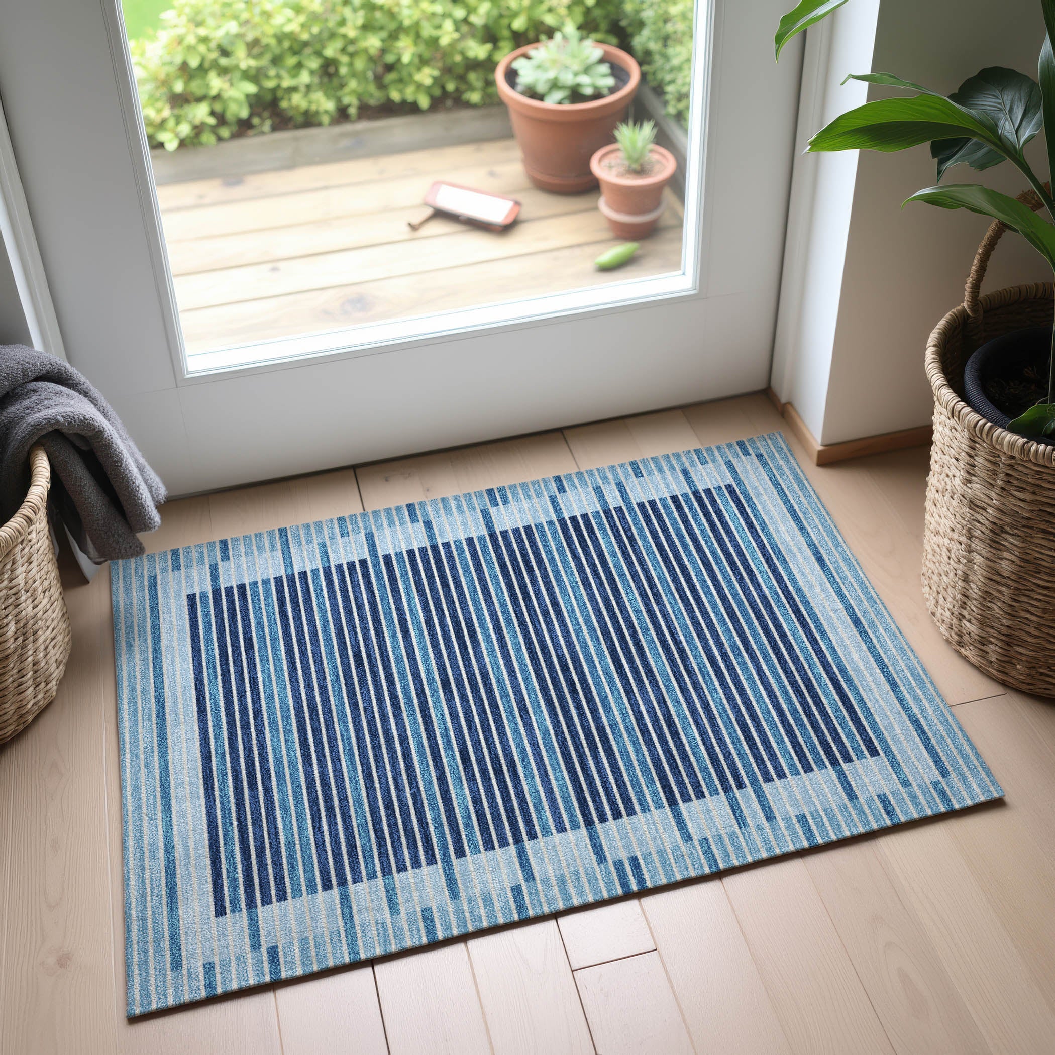 Kyoto Machine Washable Transitional Sky Blue Rug 1'8" x 2'6" #shape_Rectangle