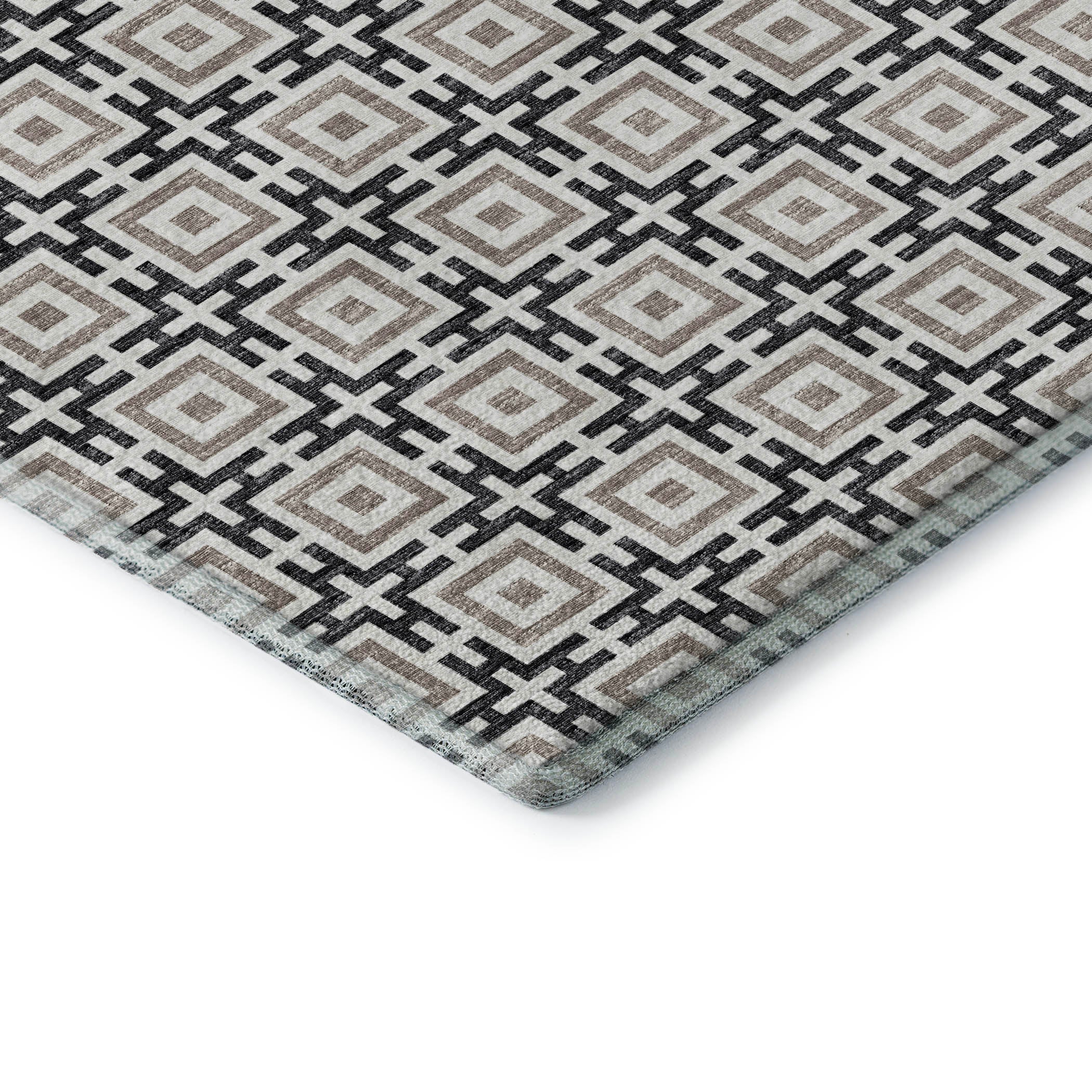 Zanzibar Machine Washable Transitional Black Rug 1'8" x 2'6" #shape_Rectangle