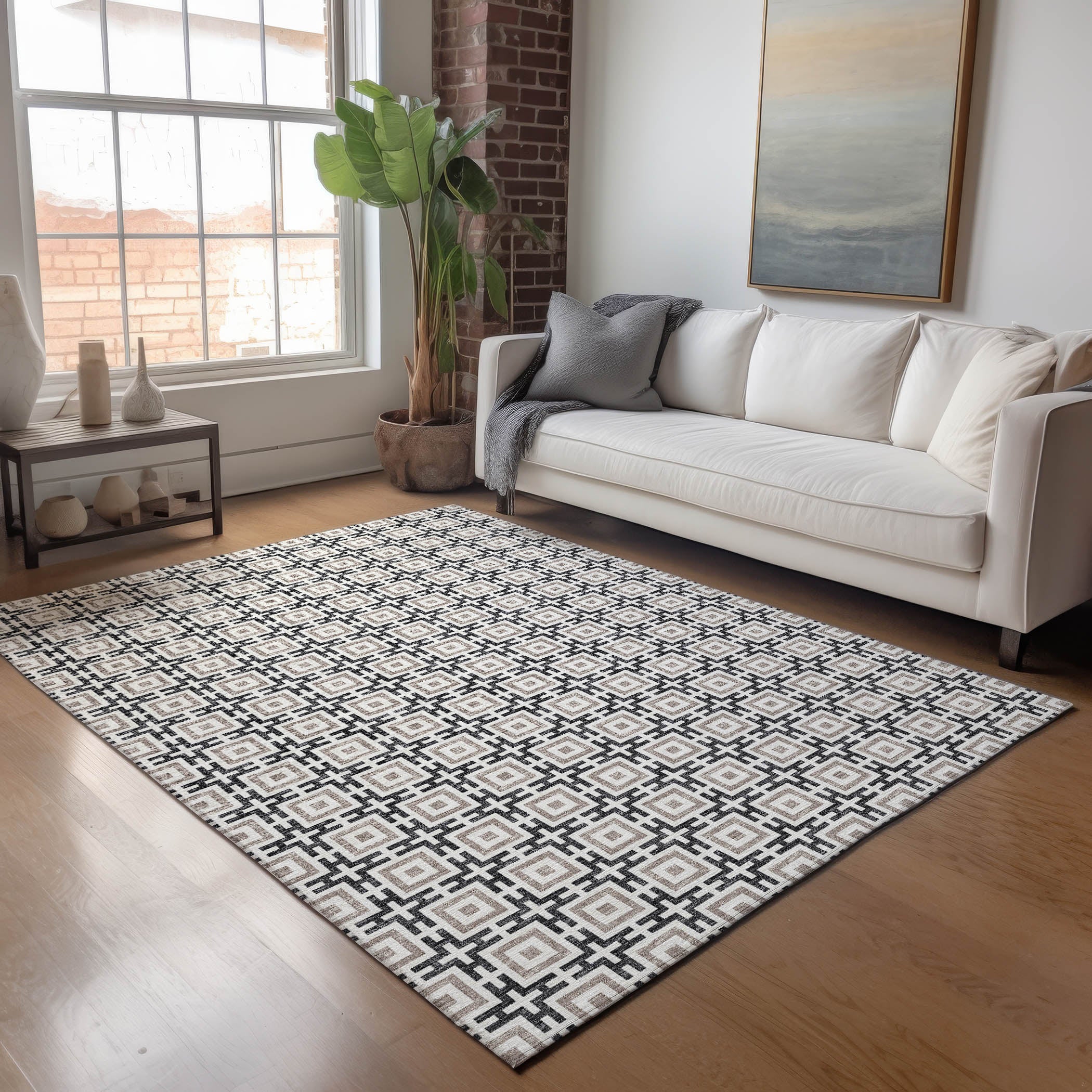 Zanzibar Machine Washable Transitional Black Rug 2'6" x 3'10" #shape_Rectangle