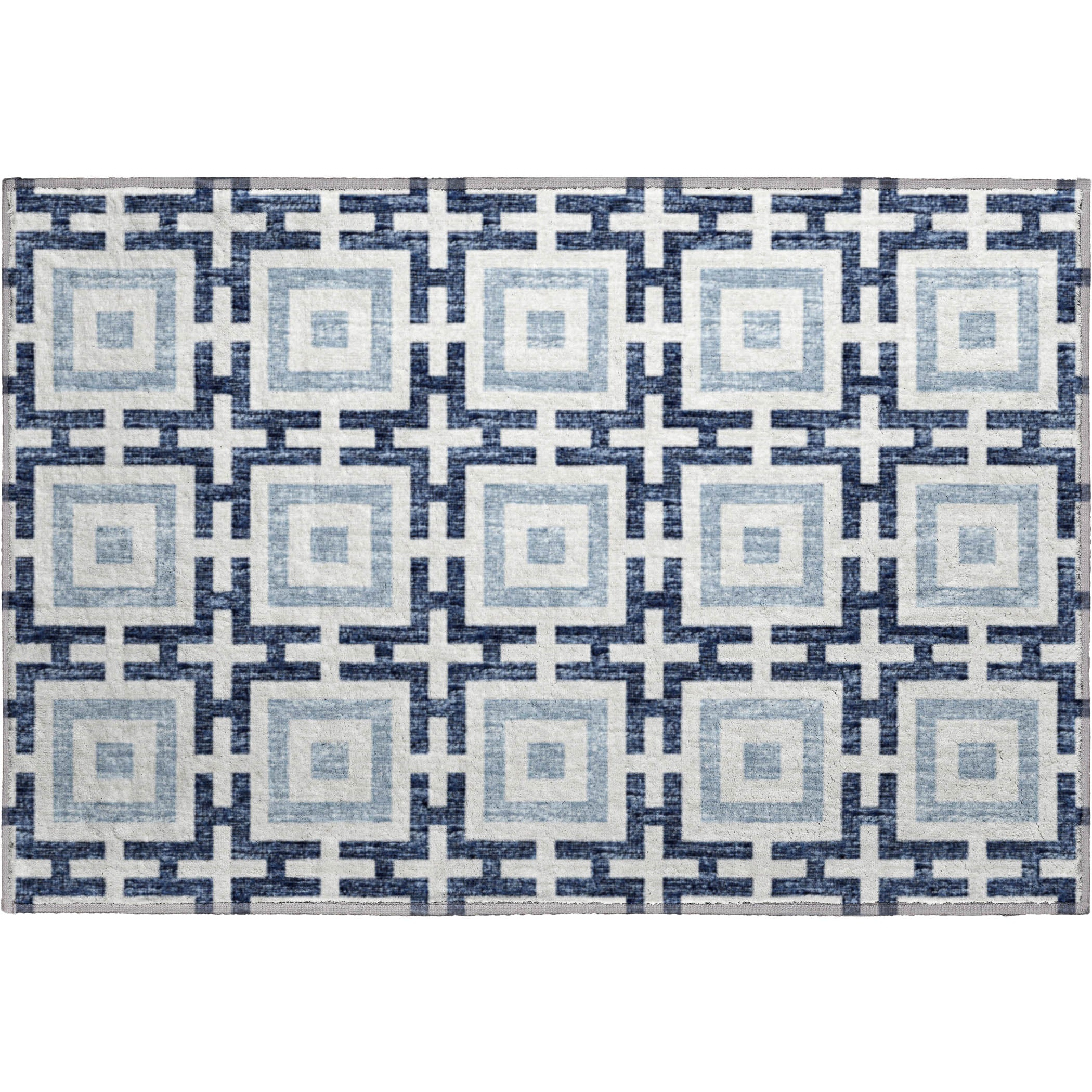 Zanzibar Machine Washable Transitional Navy Blue Rug 1'8" x 2'6" #shape_Rectangle