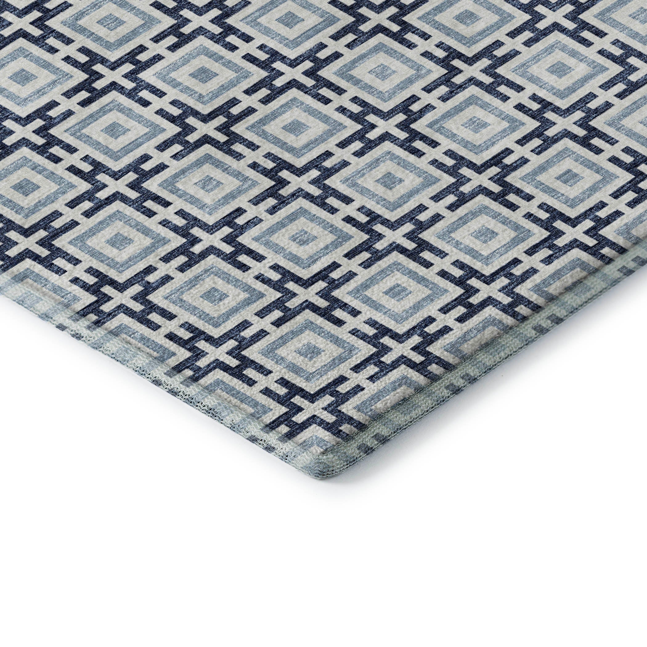 Zanzibar Machine Washable Transitional Navy Blue Rug 1'8" x 2'6" #shape_Rectangle
