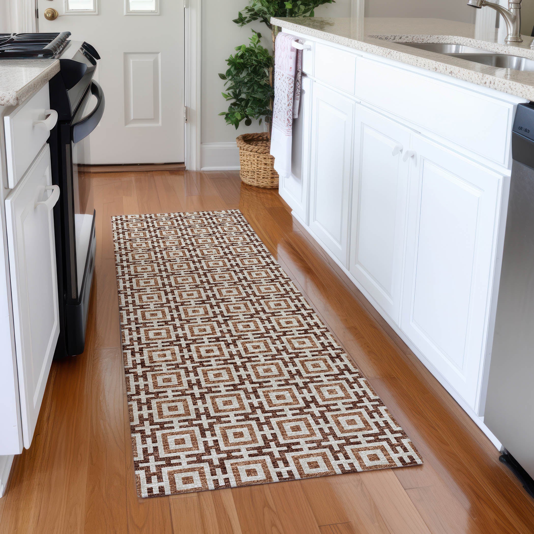 Zanzibar Machine Washable Transitional Paprika Red Rug 2'3" x 7'6" #shape_Runner