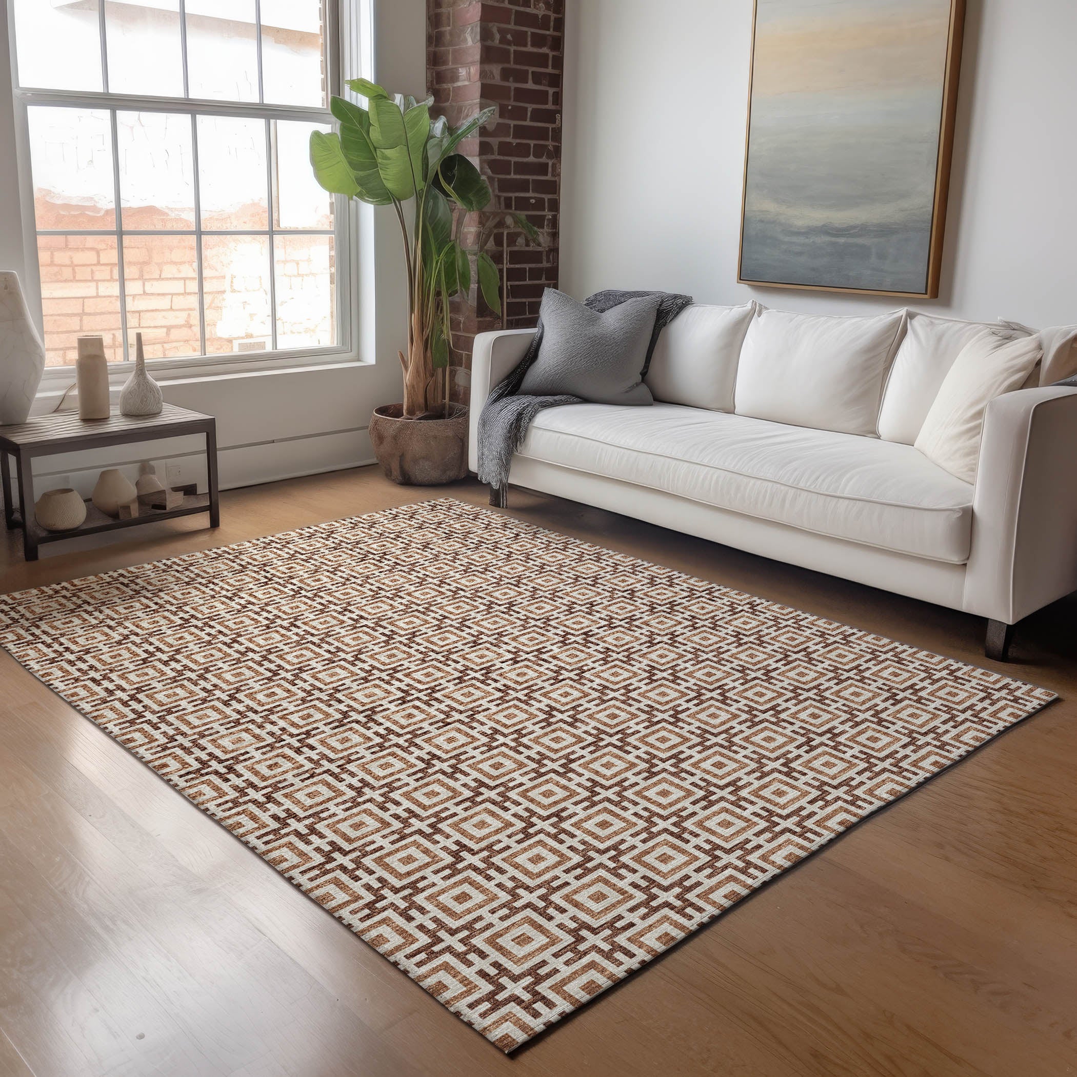 Zanzibar Machine Washable Transitional Paprika Red Rug 2'6" x 3'10" #shape_Rectangle
