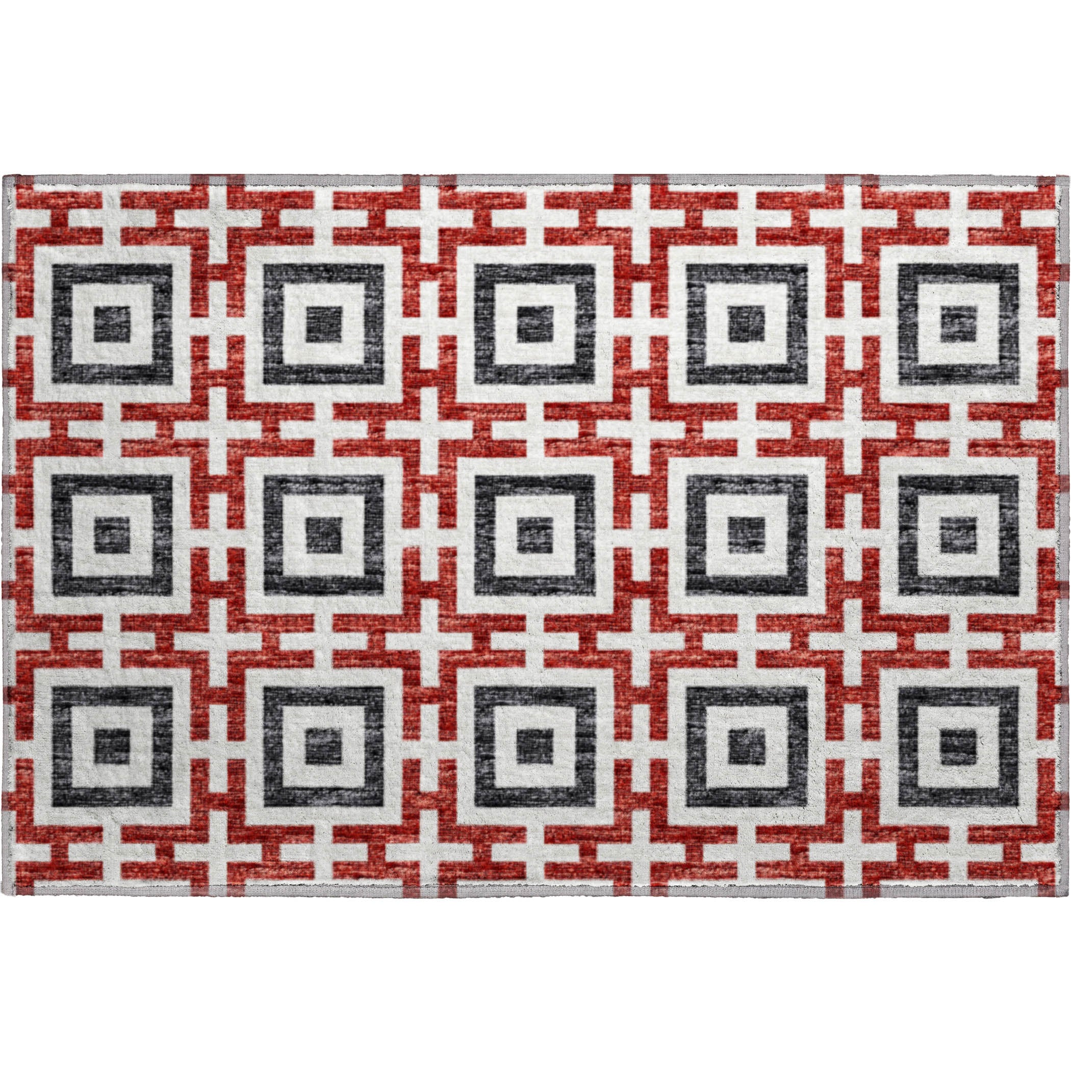 Zanzibar Machine Washable Transitional Red Rug 1'8" x 2'6" #shape_Rectangle