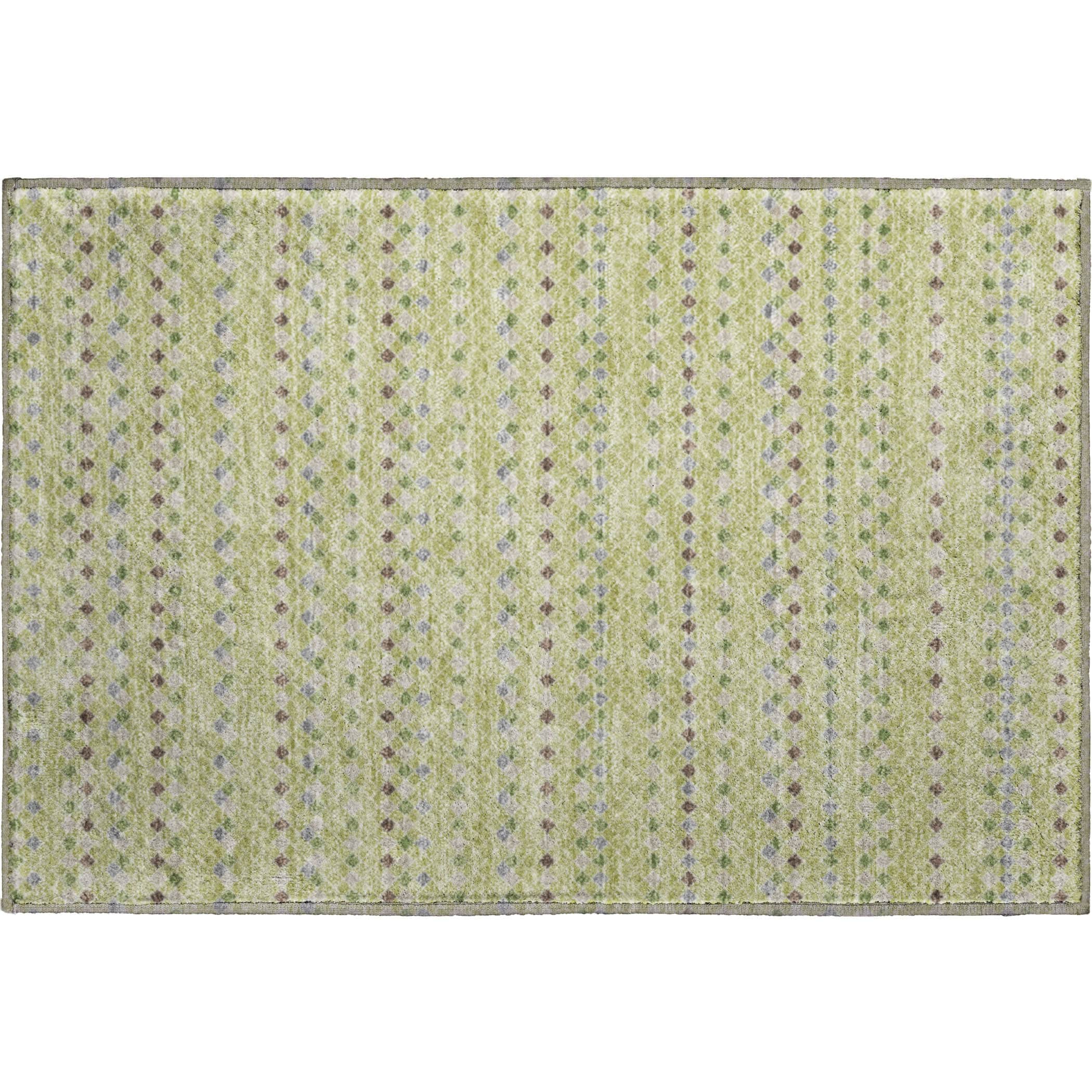 Kathmandu Machine Washable Transitional Aloe Green Rug 1'8" x 2'6" #shape_Rectangle