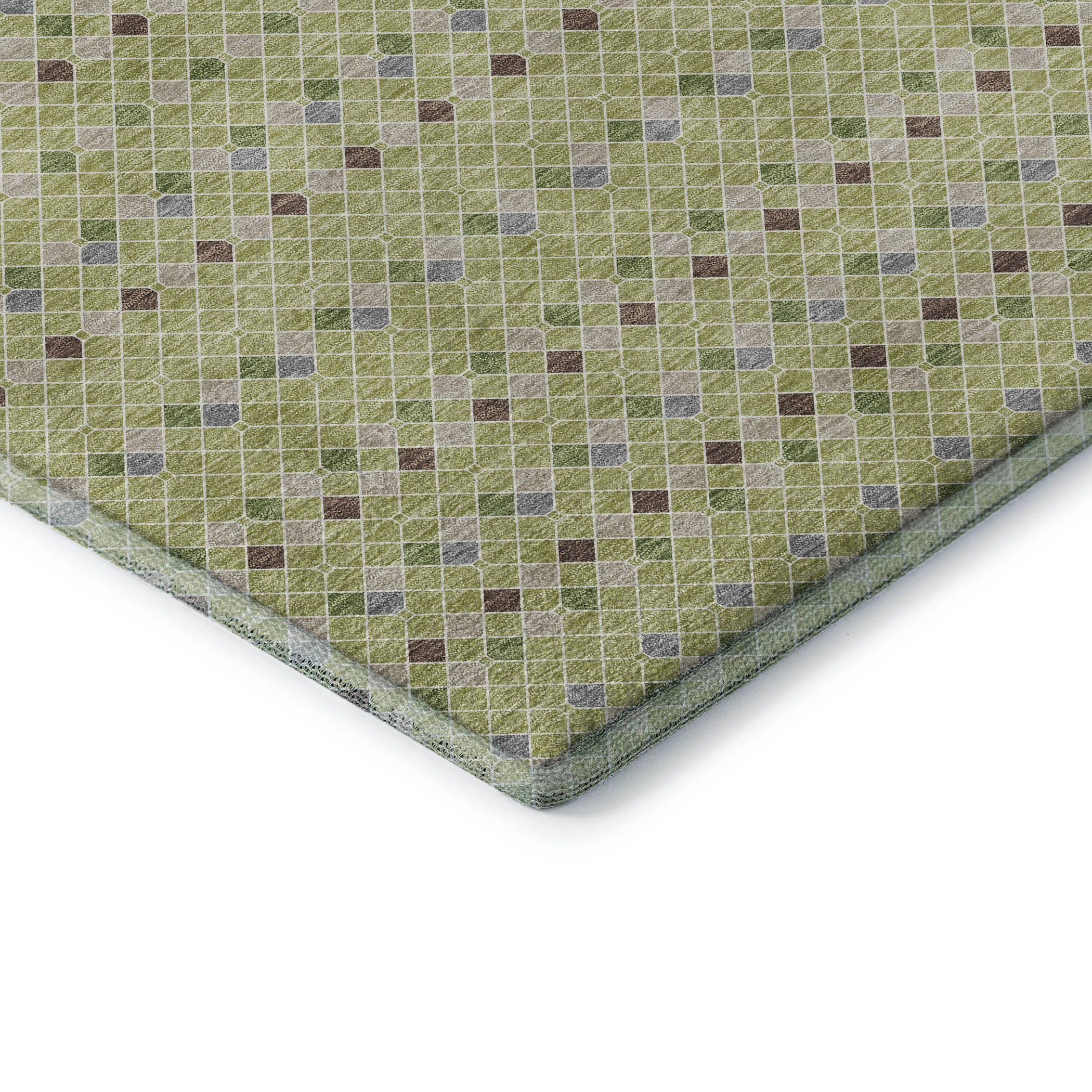Kathmandu Machine Washable Transitional Aloe Green Rug 1'8" x 2'6" #shape_Rectangle