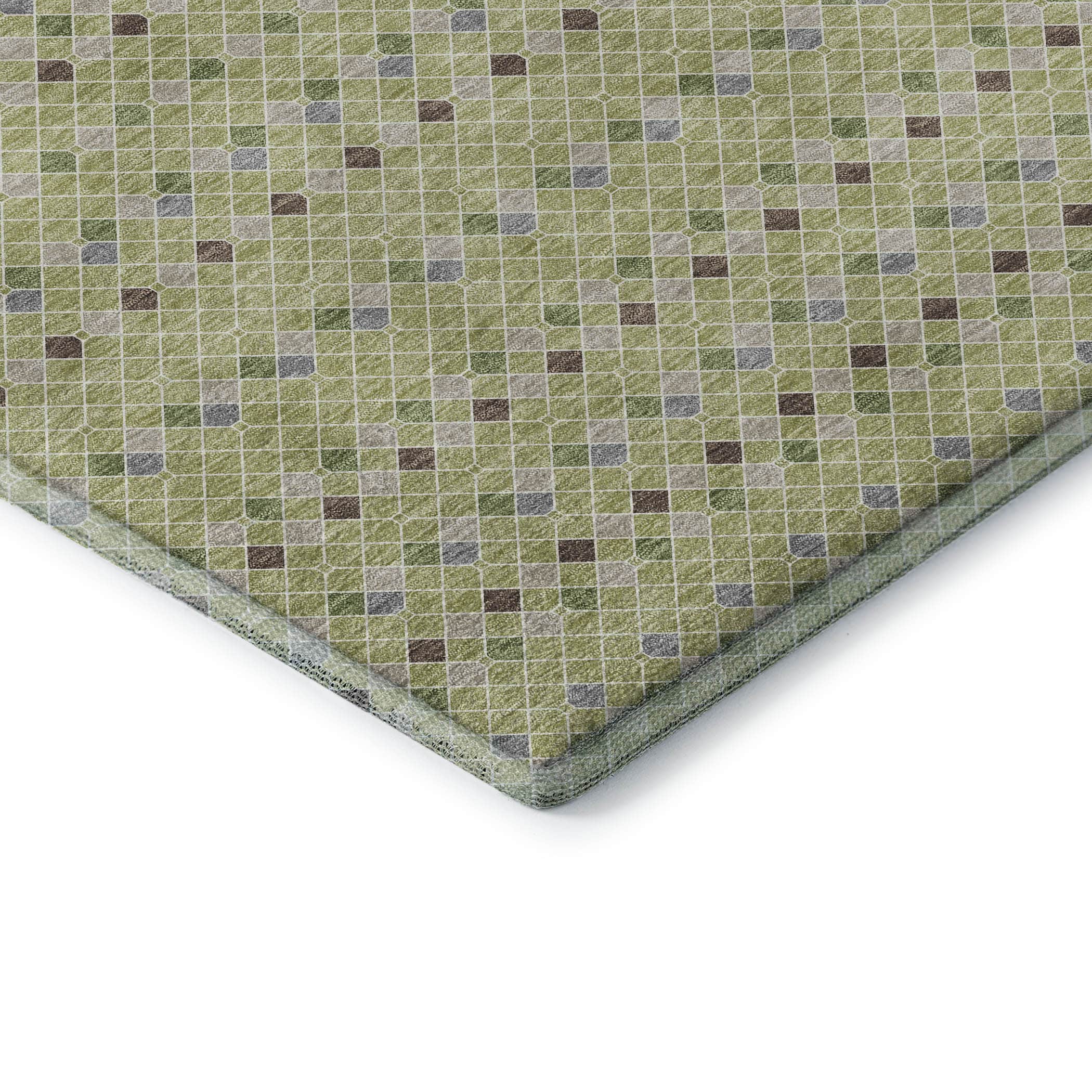 Kathmandu Machine Washable Transitional Aloe Green Rug 1'8" x 2'6" #shape_Rectangle