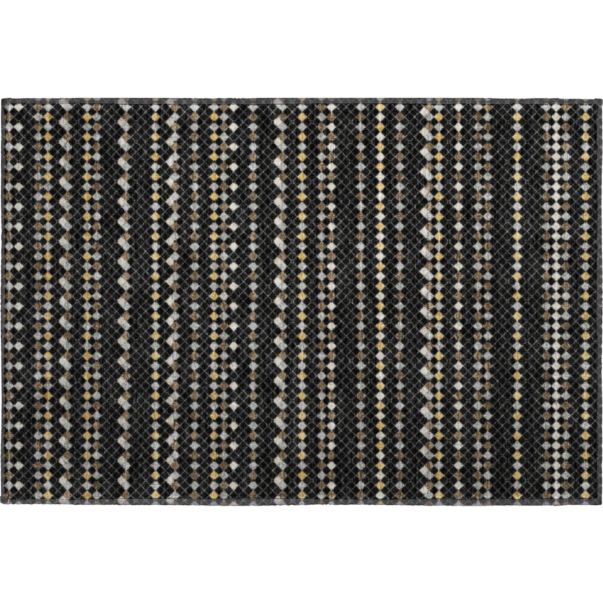 Kathmandu Machine Washable Transitional Black Rug 1'8" x 2'6" #shape_Rectangle
