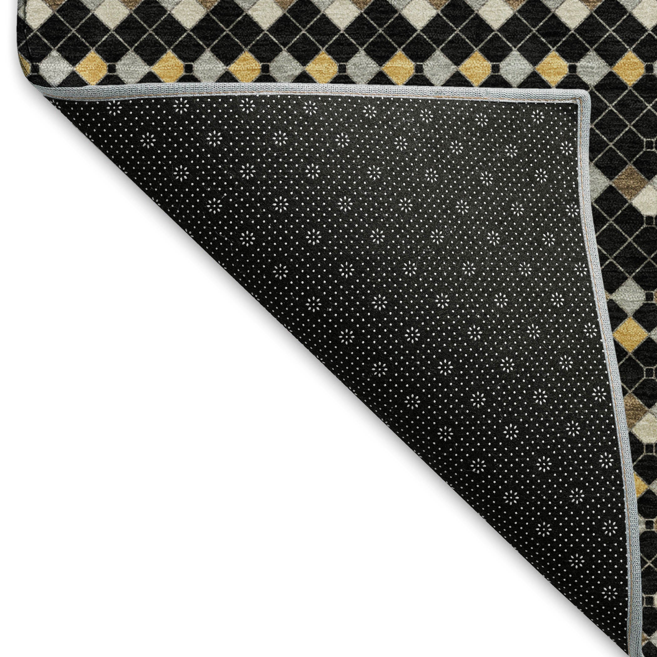 Kathmandu Machine Washable Transitional Black Rug 1'8" x 2'6" #shape_Rectangle