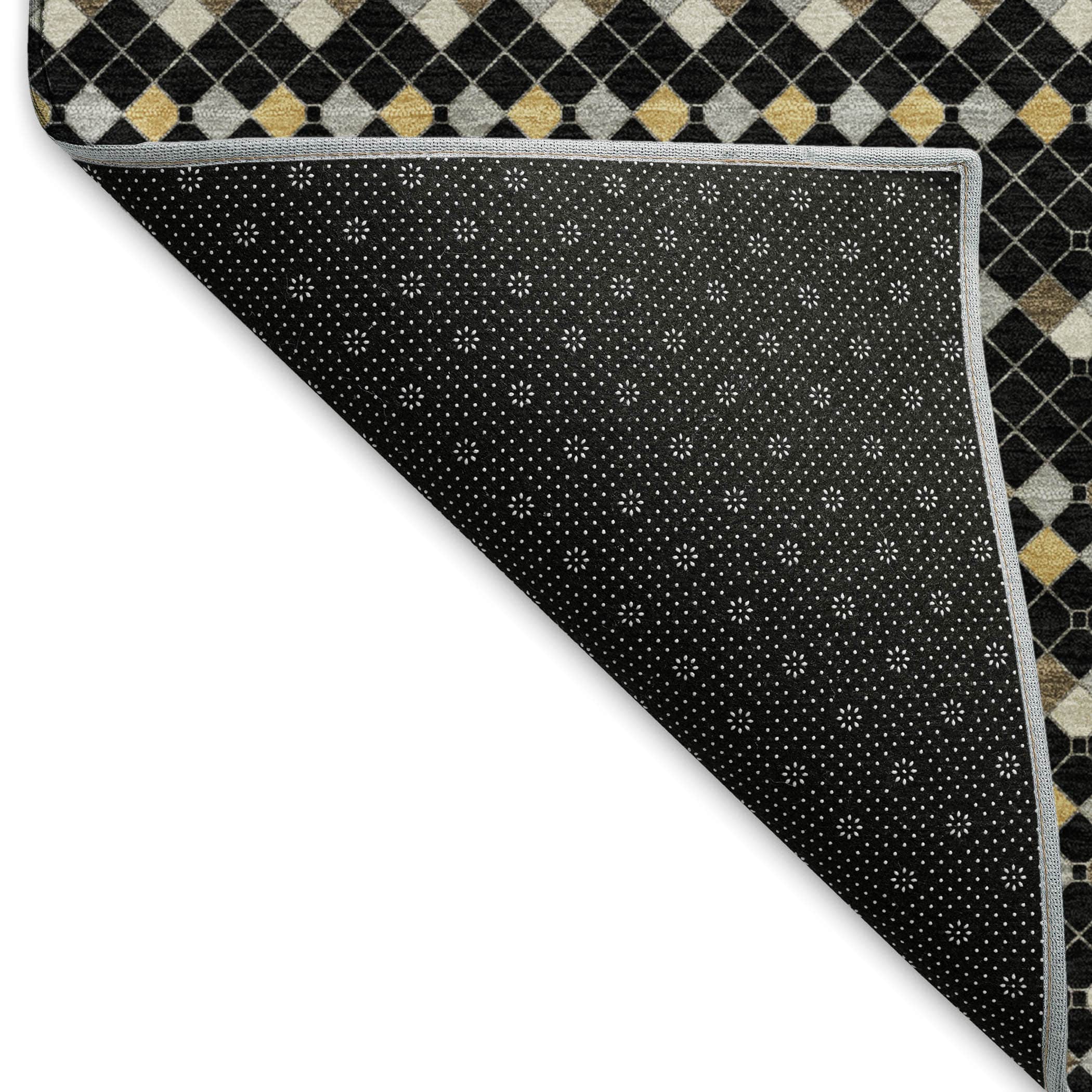 Kathmandu Machine Washable Transitional Black Rug 1'8" x 2'6" #shape_Rectangle
