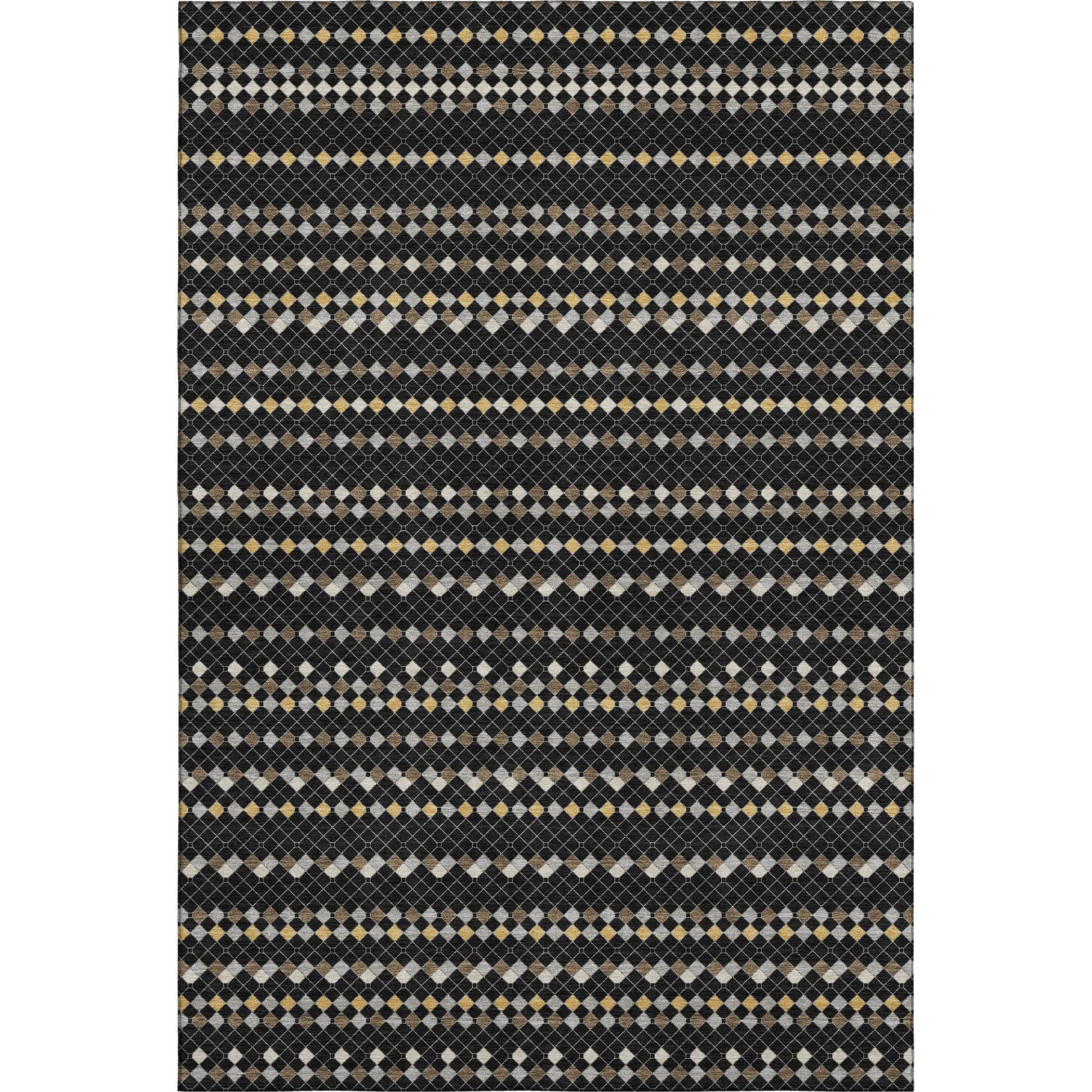Kathmandu Machine Washable Transitional Black Rug 2'6" x 3'10" #shape_Rectangle