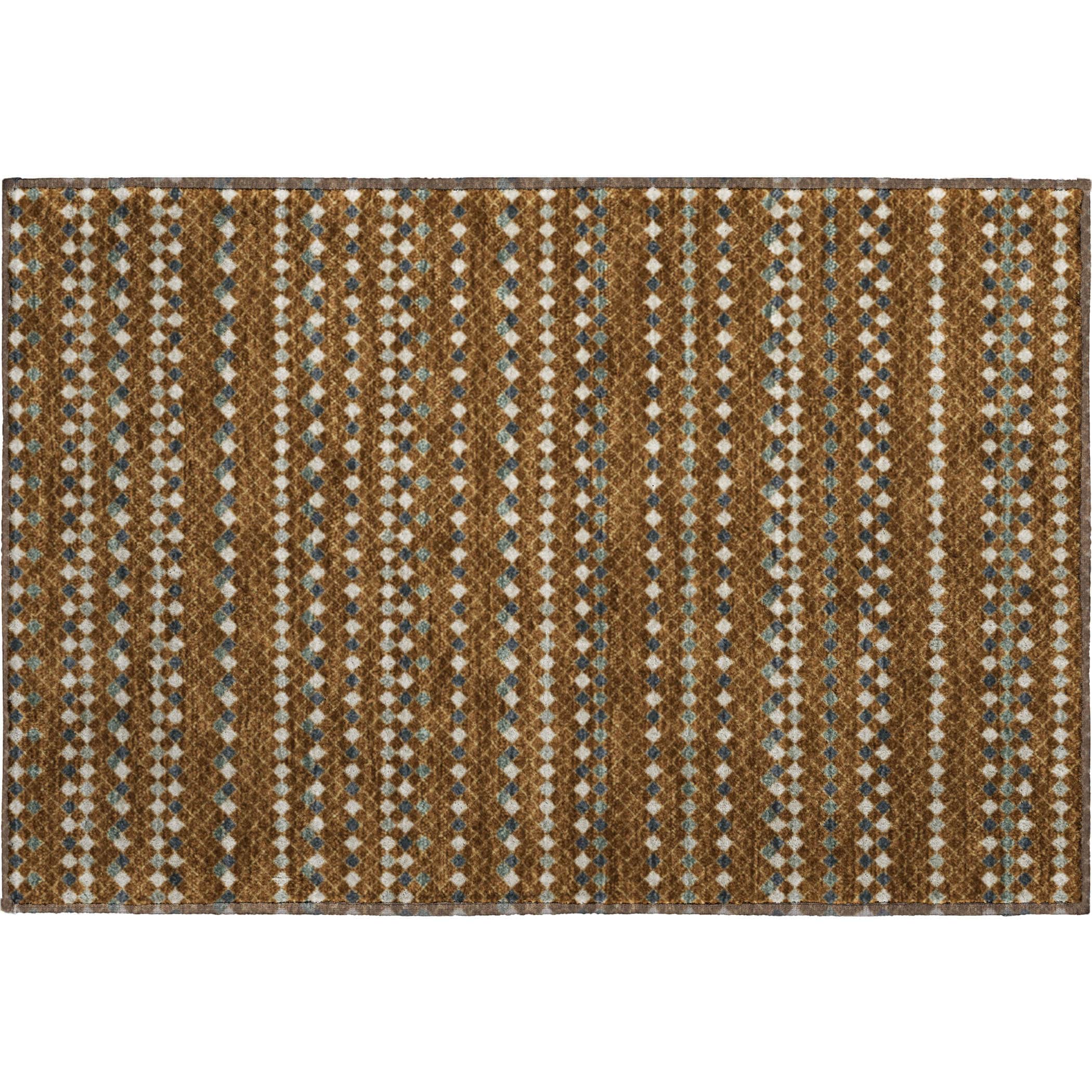 Kathmandu Machine Washable Transitional Brown Rug 1'8" x 2'6" #shape_Rectangle