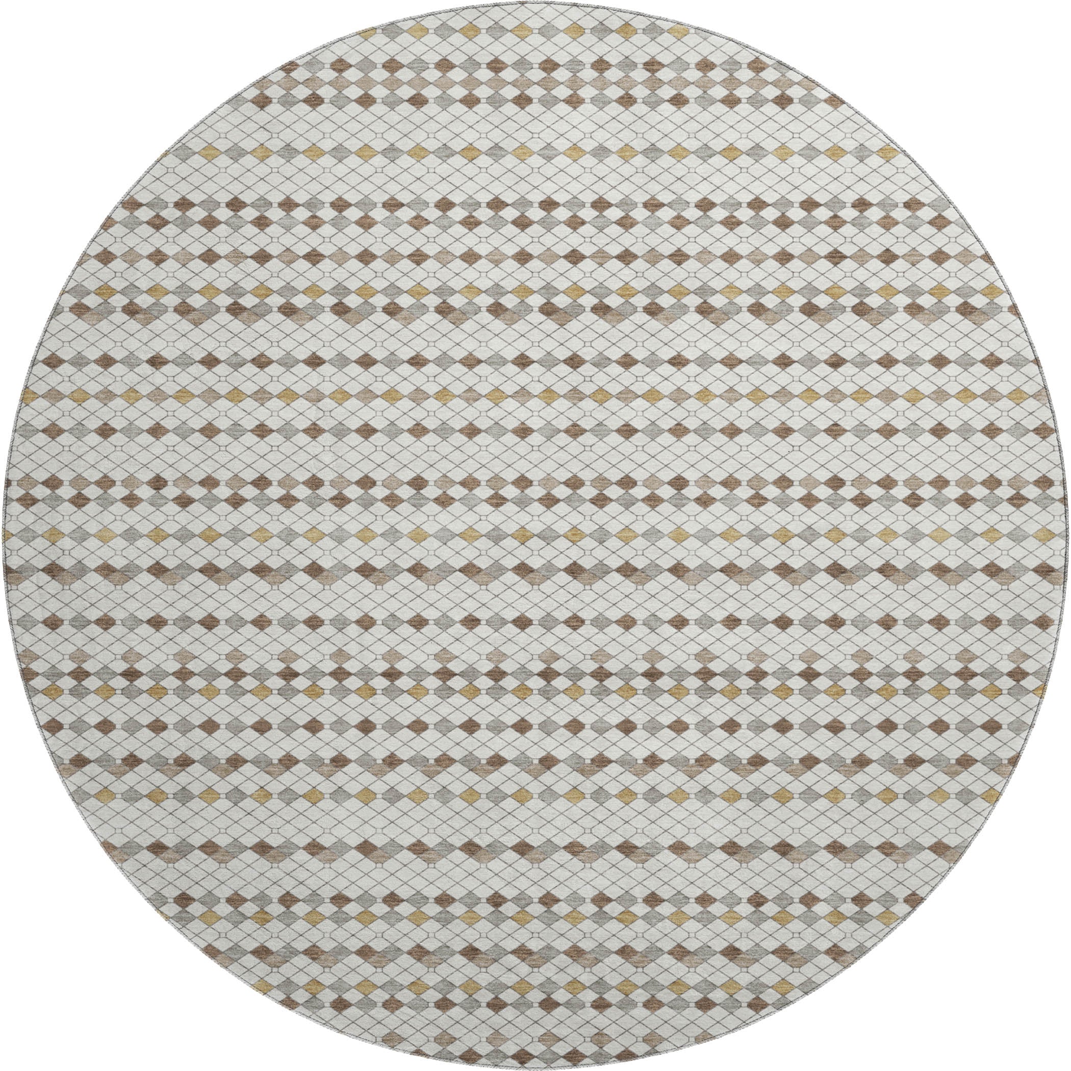 Kathmandu Machine Washable Transitional Ivory Rug 8' x 8' #shape_Round