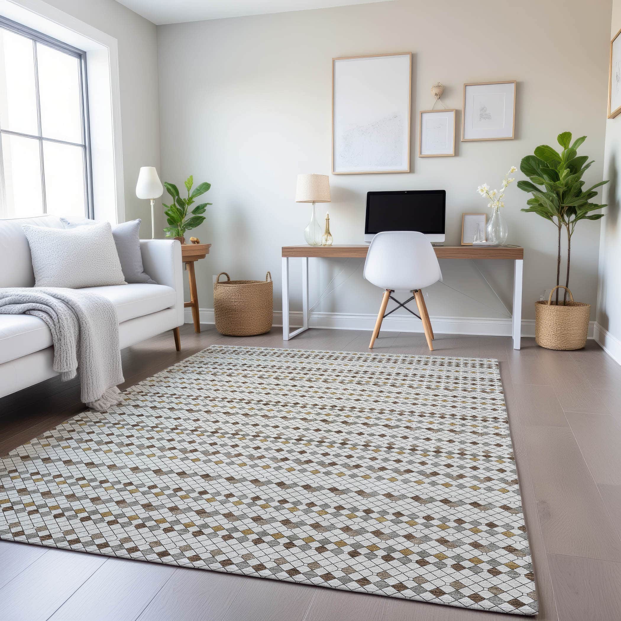 Kathmandu Machine Washable Transitional Ivory Rug 2'6" x 3'10" #shape_Rectangle