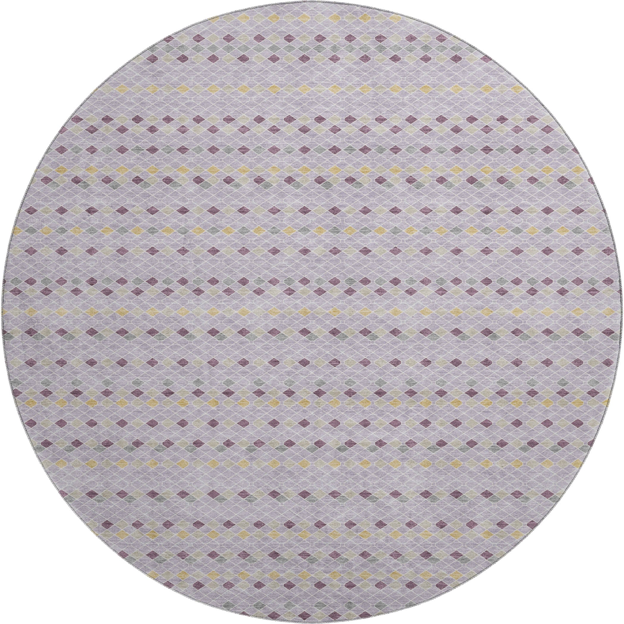 Kathmandu Machine Washable Transitional Lavender Purple Rug 8' x 8' #shape_Round