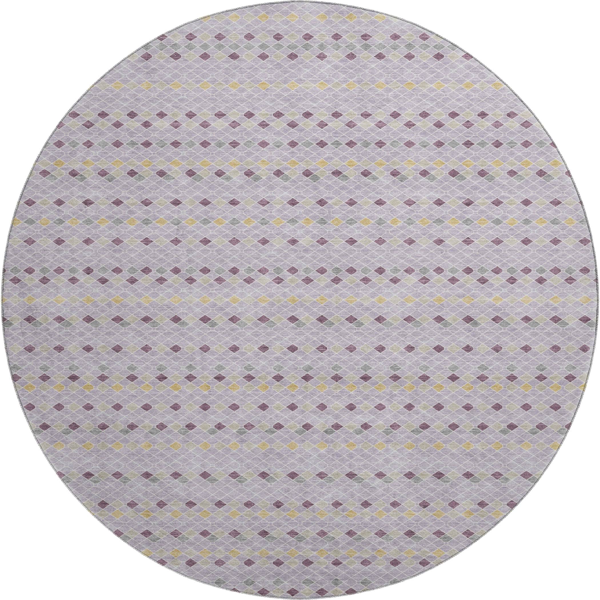 Kathmandu Machine Washable Transitional Lavender Purple Rug 8' x 8' #shape_Round
