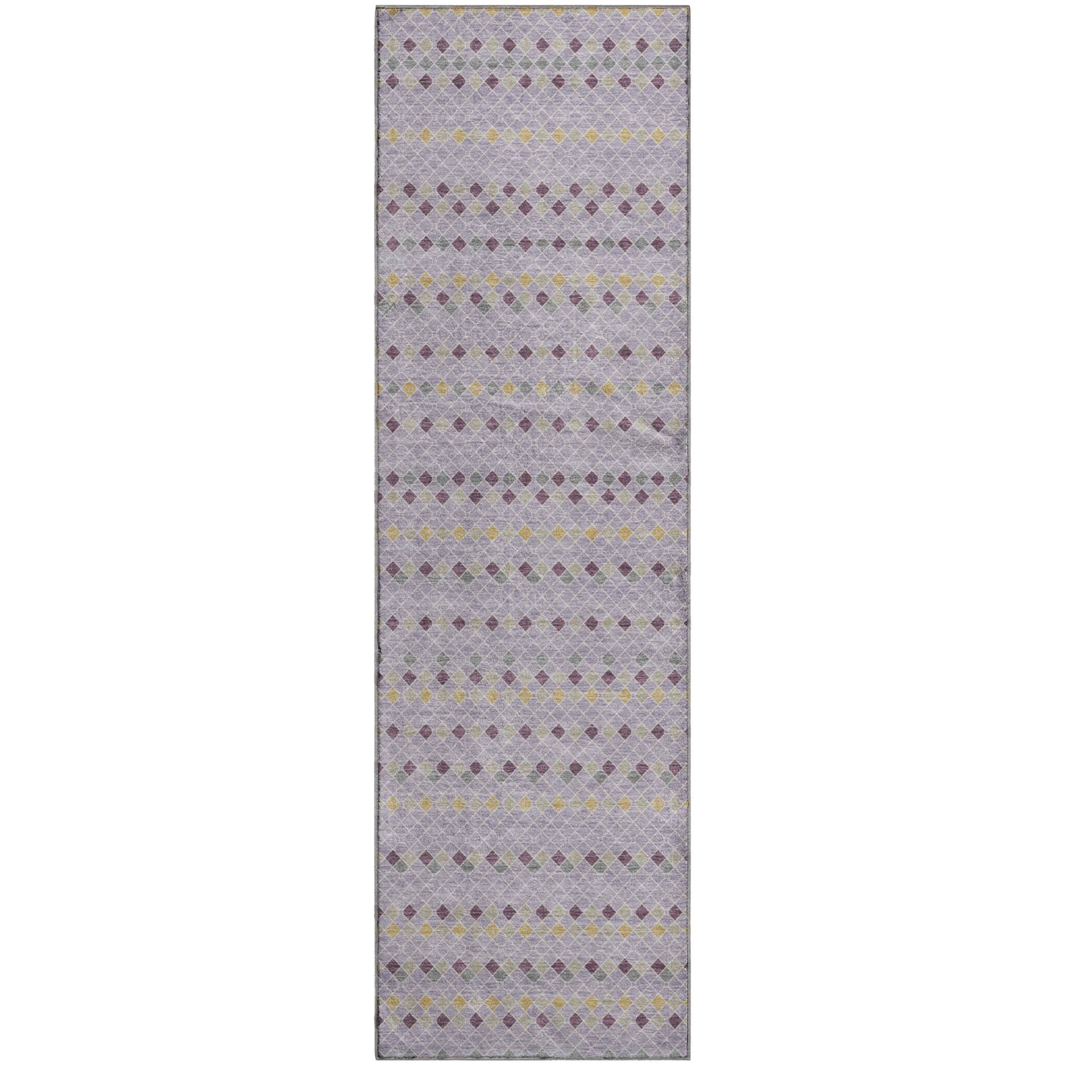Kathmandu Machine Washable Transitional Lavender Purple Rug 2'3" x 7'6" #shape_Runner