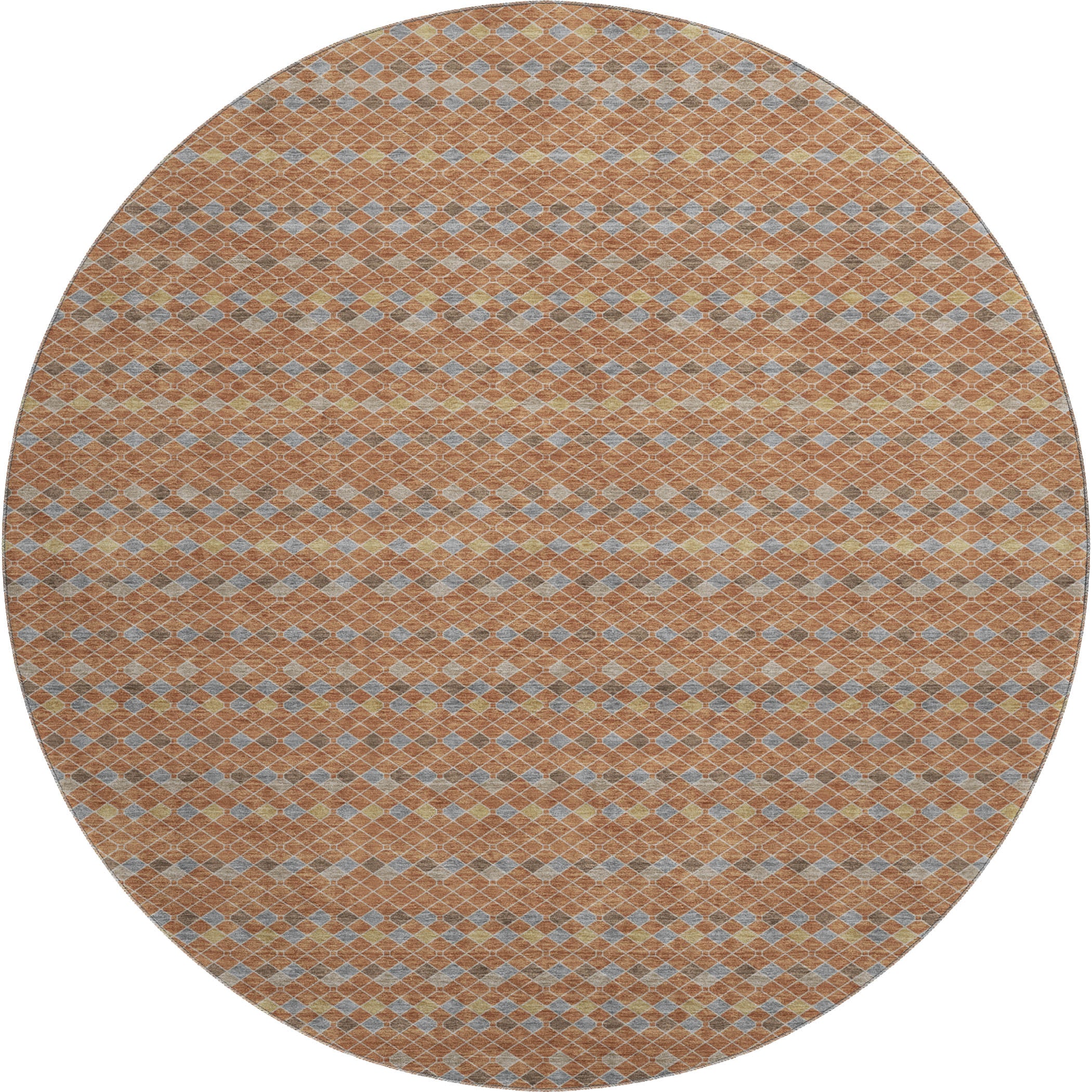 Kathmandu Machine Washable Transitional Paprika Orange Rug 8' x 8' #shape_Round