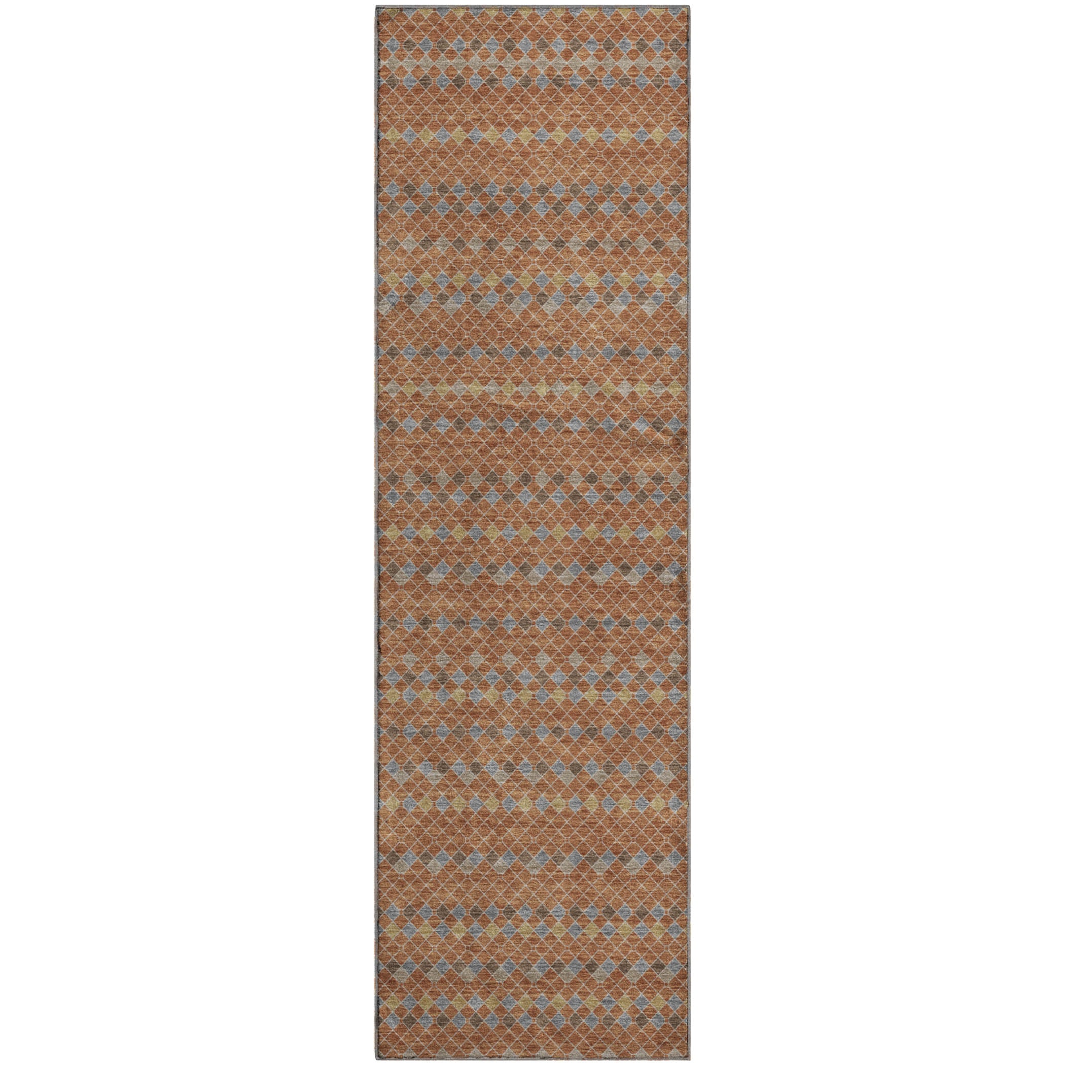 Kathmandu Machine Washable Transitional Paprika Orange Rug 2'3" x 7'6" #shape_Runner