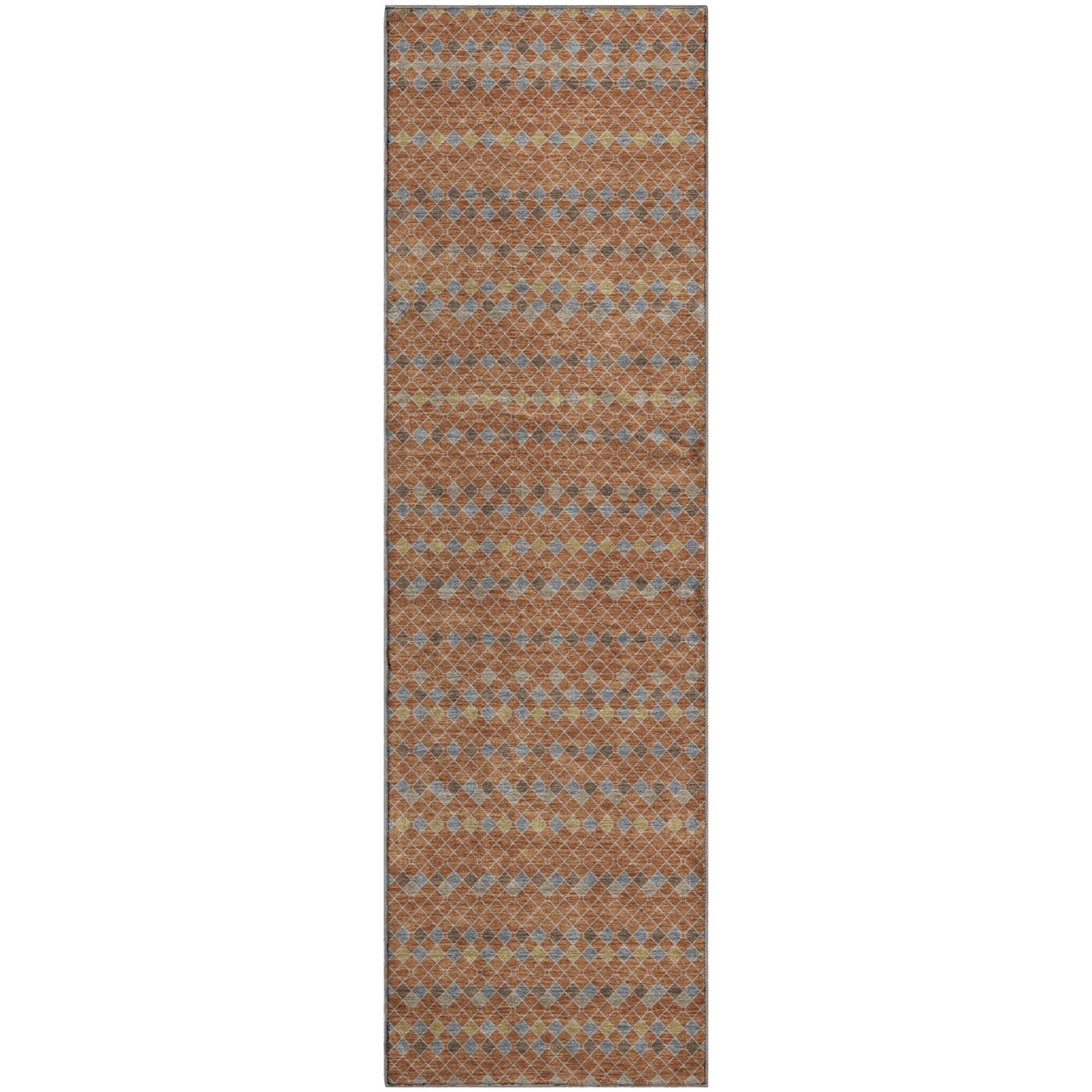 Kathmandu Machine Washable Transitional Paprika Orange Rug 2'3" x 7'6" #shape_Runner