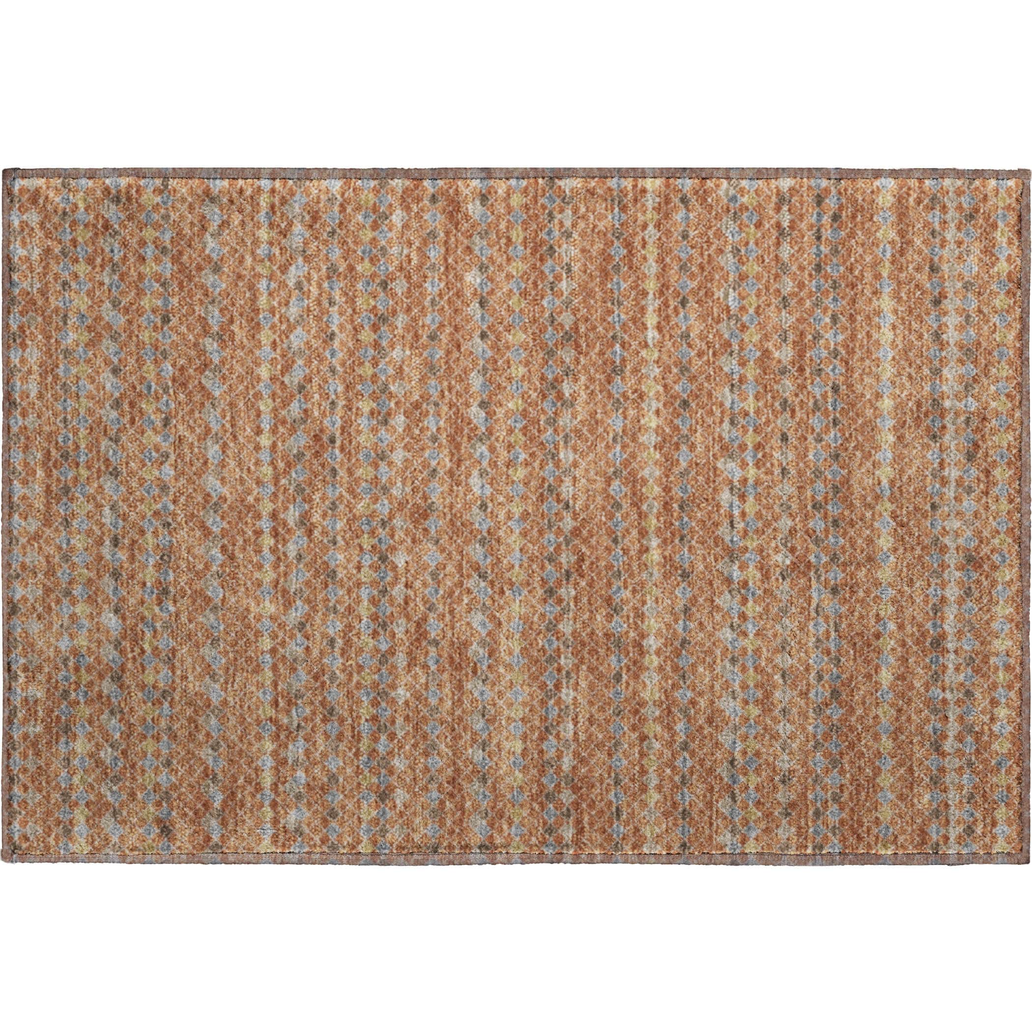 Kathmandu Machine Washable Transitional Paprika Orange Rug 1'8" x 2'6" #shape_Rectangle