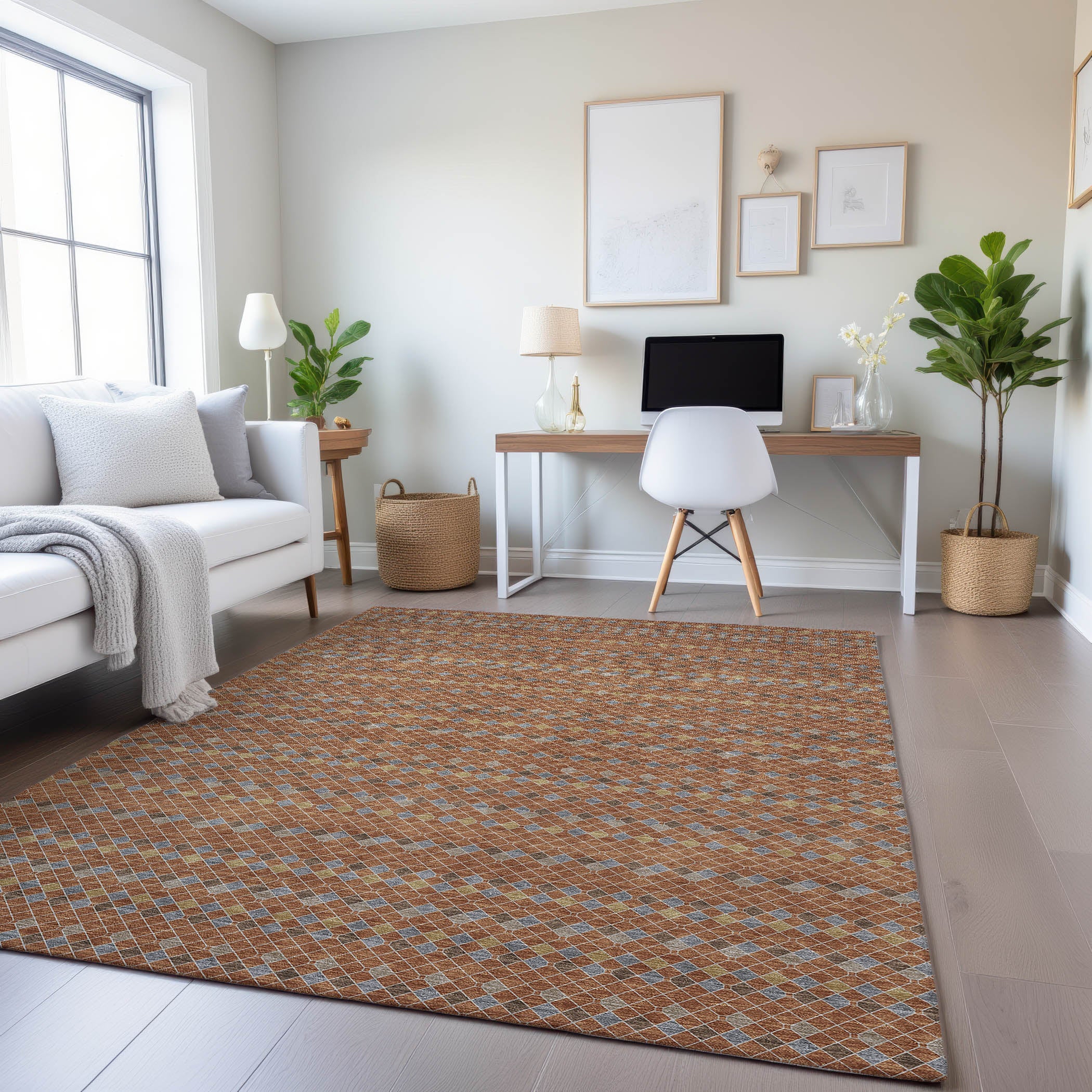 Kathmandu Machine Washable Transitional Paprika Orange Rug 2'6" x 3'10" #shape_Rectangle