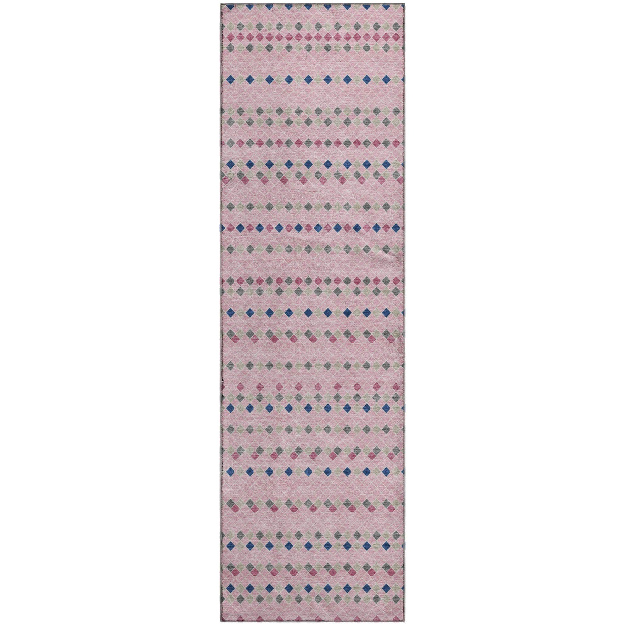 Kathmandu Machine Washable Transitional Pink Rug 2'3" x 7'6" #shape_Runner