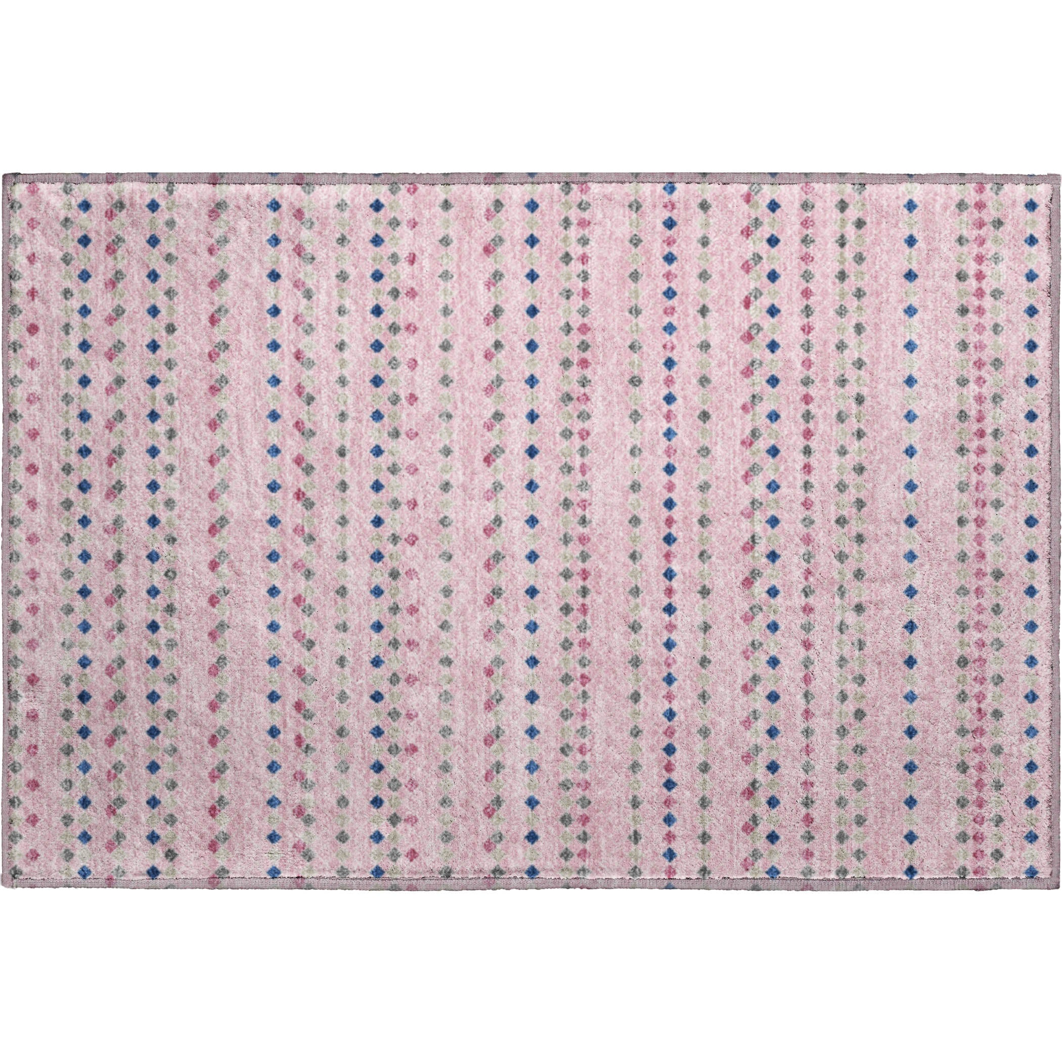 Kathmandu Machine Washable Transitional Pink Rug 1'8" x 2'6" #shape_Rectangle