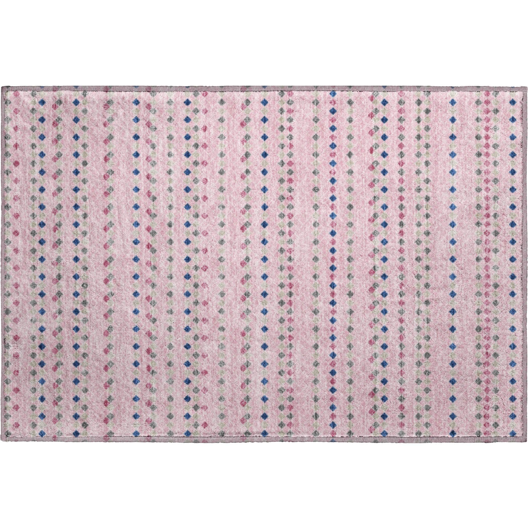 Kathmandu Machine Washable Transitional Pink Rug 1'8" x 2'6" #shape_Rectangle