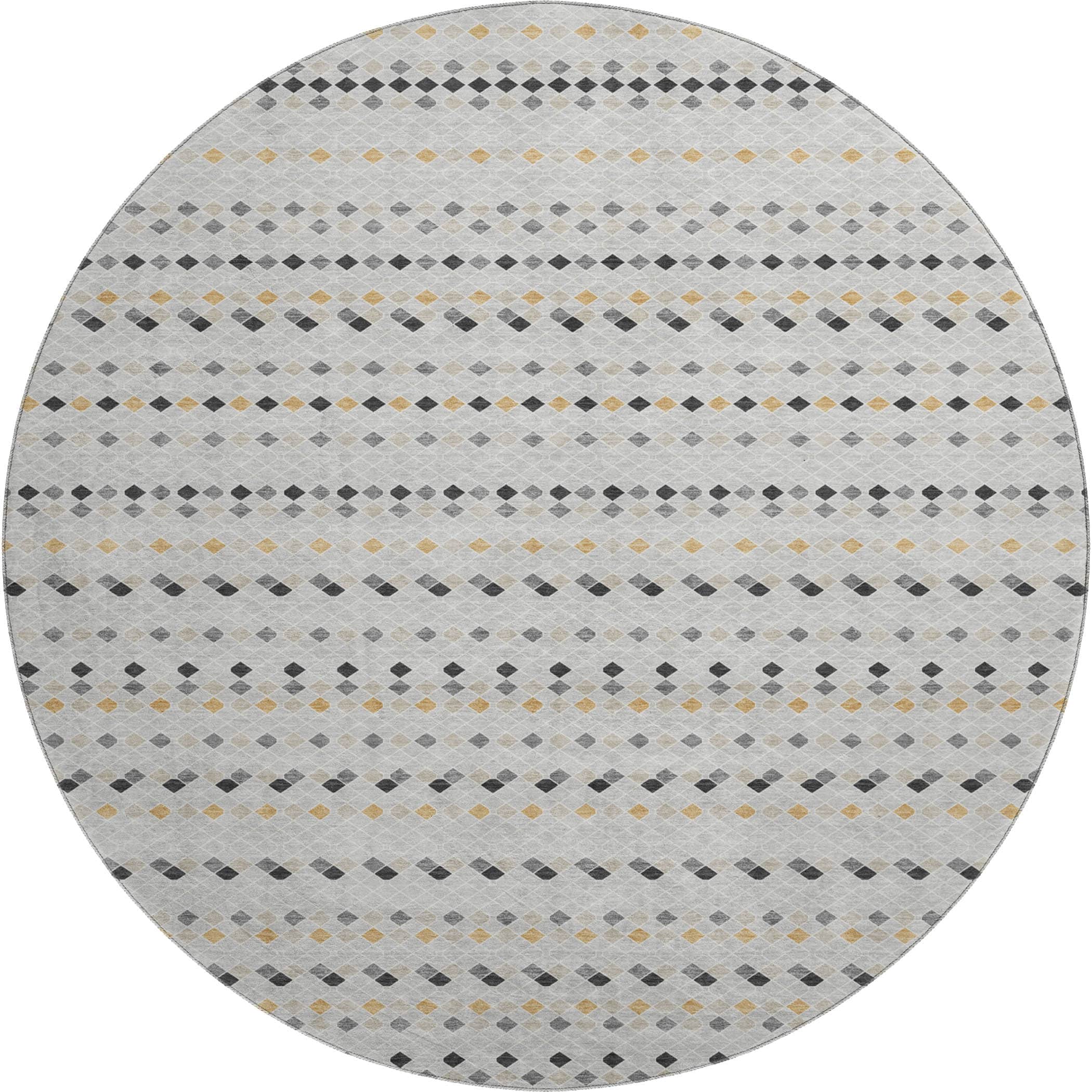 Kathmandu Machine Washable Transitional Silver Gray Rug 8' x 8' #shape_Round