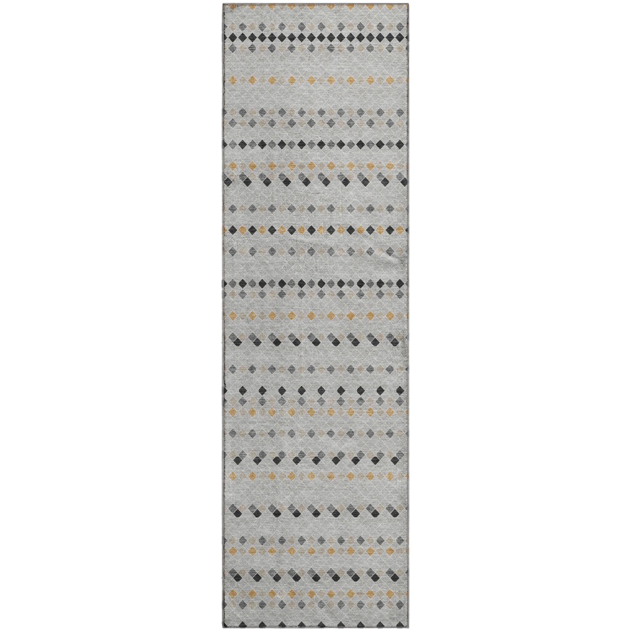 Kathmandu Machine Washable Transitional Silver Gray Rug 2'3" x 7'6" #shape_Runner