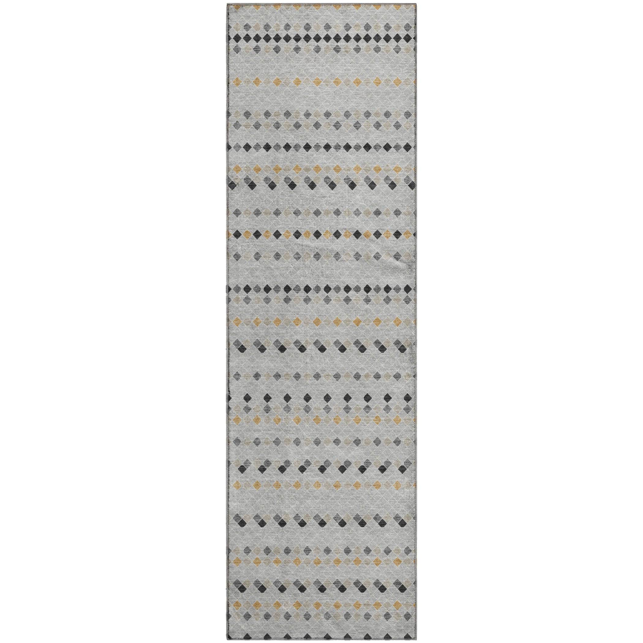 Kathmandu Machine Washable Transitional Silver Gray Rug 2'3" x 7'6" #shape_Runner