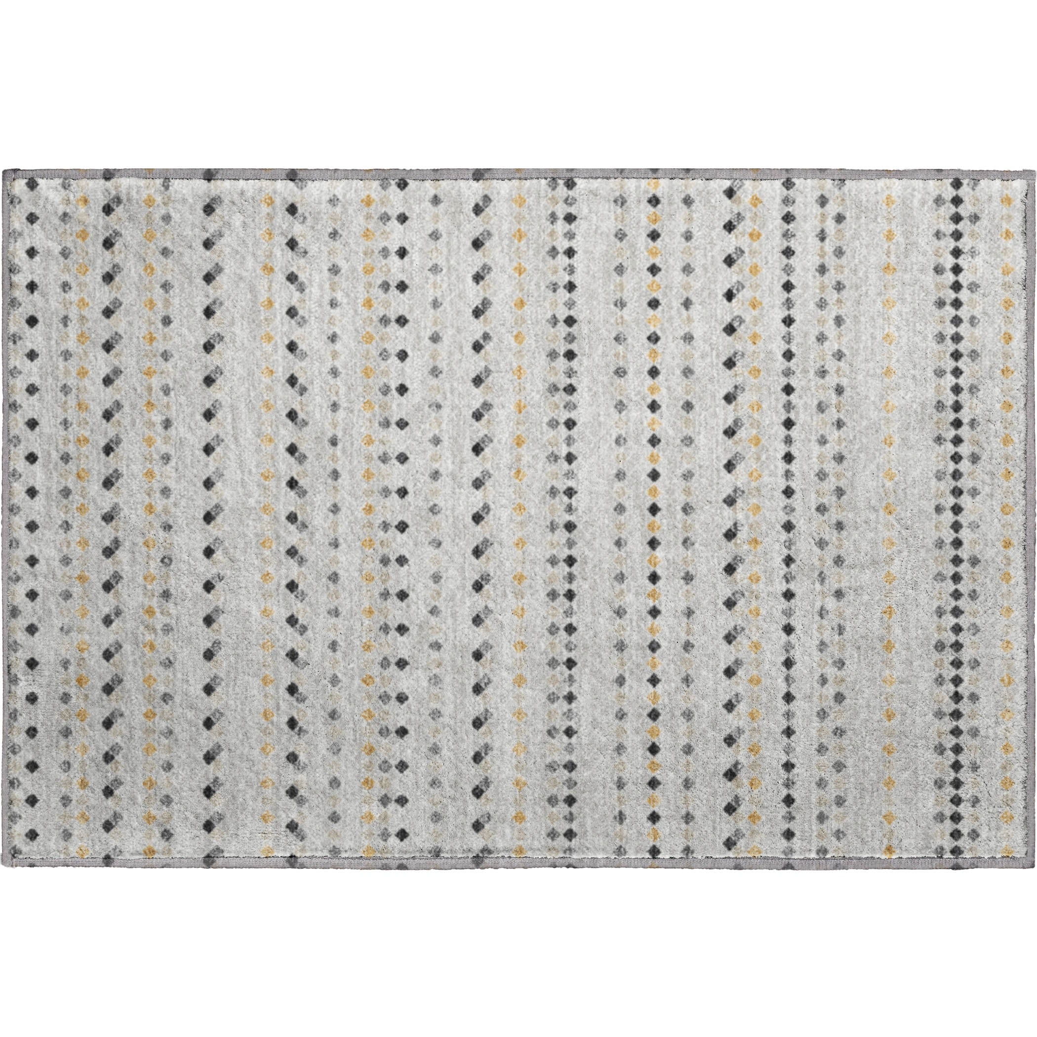Kathmandu Machine Washable Transitional Silver Gray Rug 1'8" x 2'6" #shape_Rectangle