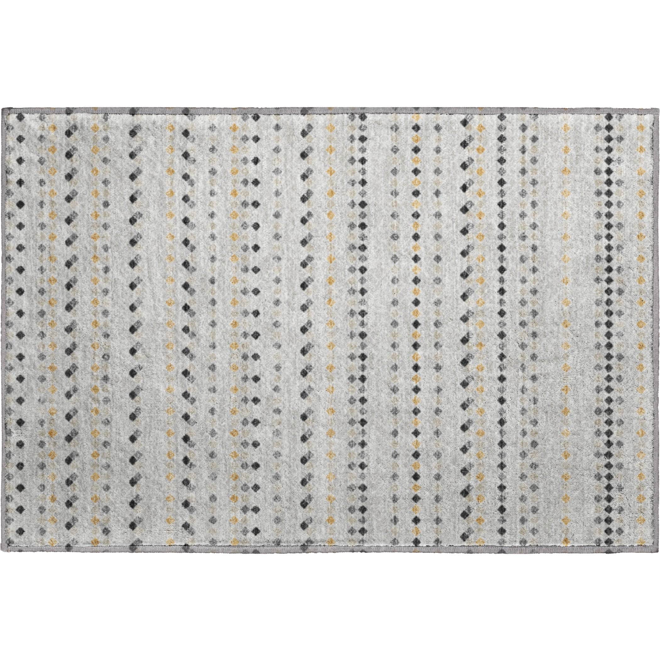 Kathmandu Machine Washable Transitional Silver Gray Rug 1'8" x 2'6" #shape_Rectangle
