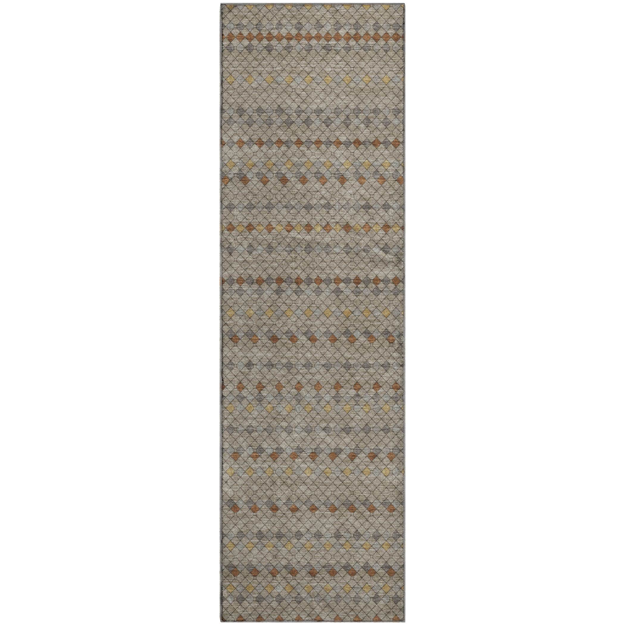 Kathmandu Machine Washable Transitional Taupe Brown Rug 2'3" x 7'6" #shape_Runner